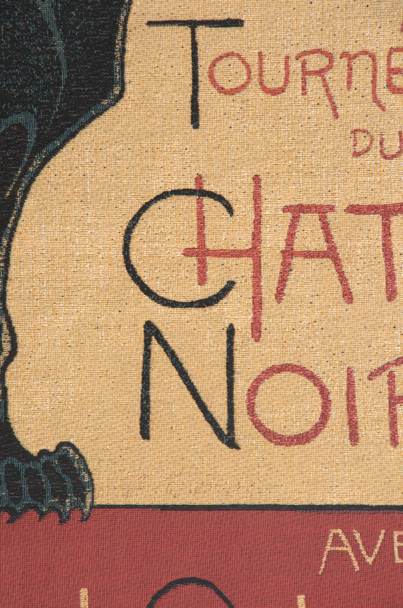 Rodolphe Salis Tournee du Chat Noir I Tapestry Wall Hanging 38 x 26 in Vintage Black Cat French Poster Jacquard Woven Wall Art