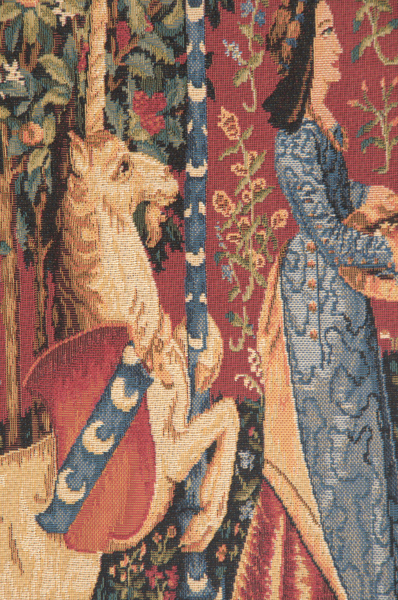 Medieval The Smell L'odorat Small Vintage Tapestry Wall Hanging 24 x 18 in Lady Unicorn Five Senses Jacquard Woven Wall Art