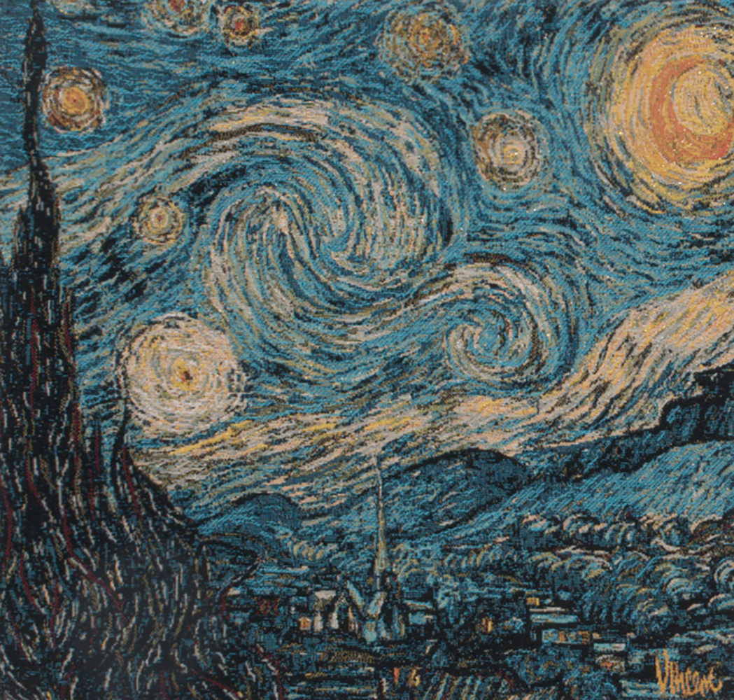 Vincent Van Gogh Starry Night Large Tapestry Pillow Cover 18x18 Inch Cotton Jacquard Woven Cushion Cover