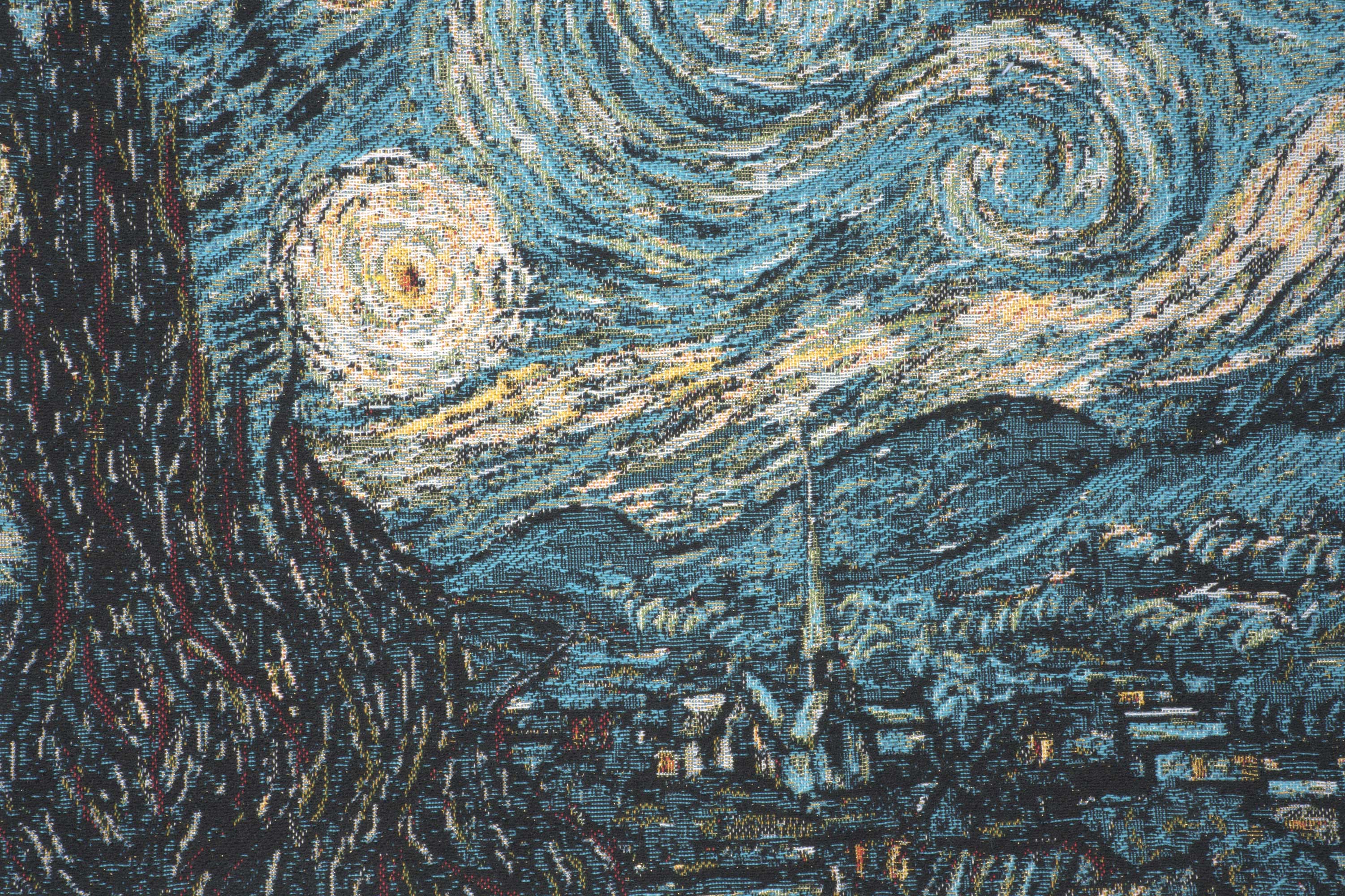 Vincent Van Gogh Starry Night Large Tapestry Pillow Cover 18x18 Inch Cotton Jacquard Woven Cushion Cover
