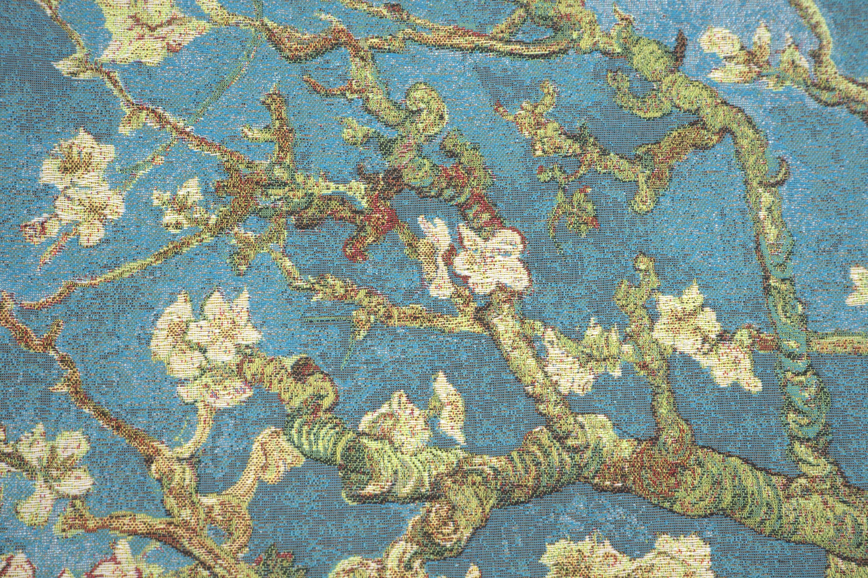 Vincent Van Gogh Almond Blossoms Tapestry Pillow Cover 18x18 Inch Cotton Jacquard Woven Cushion Cover