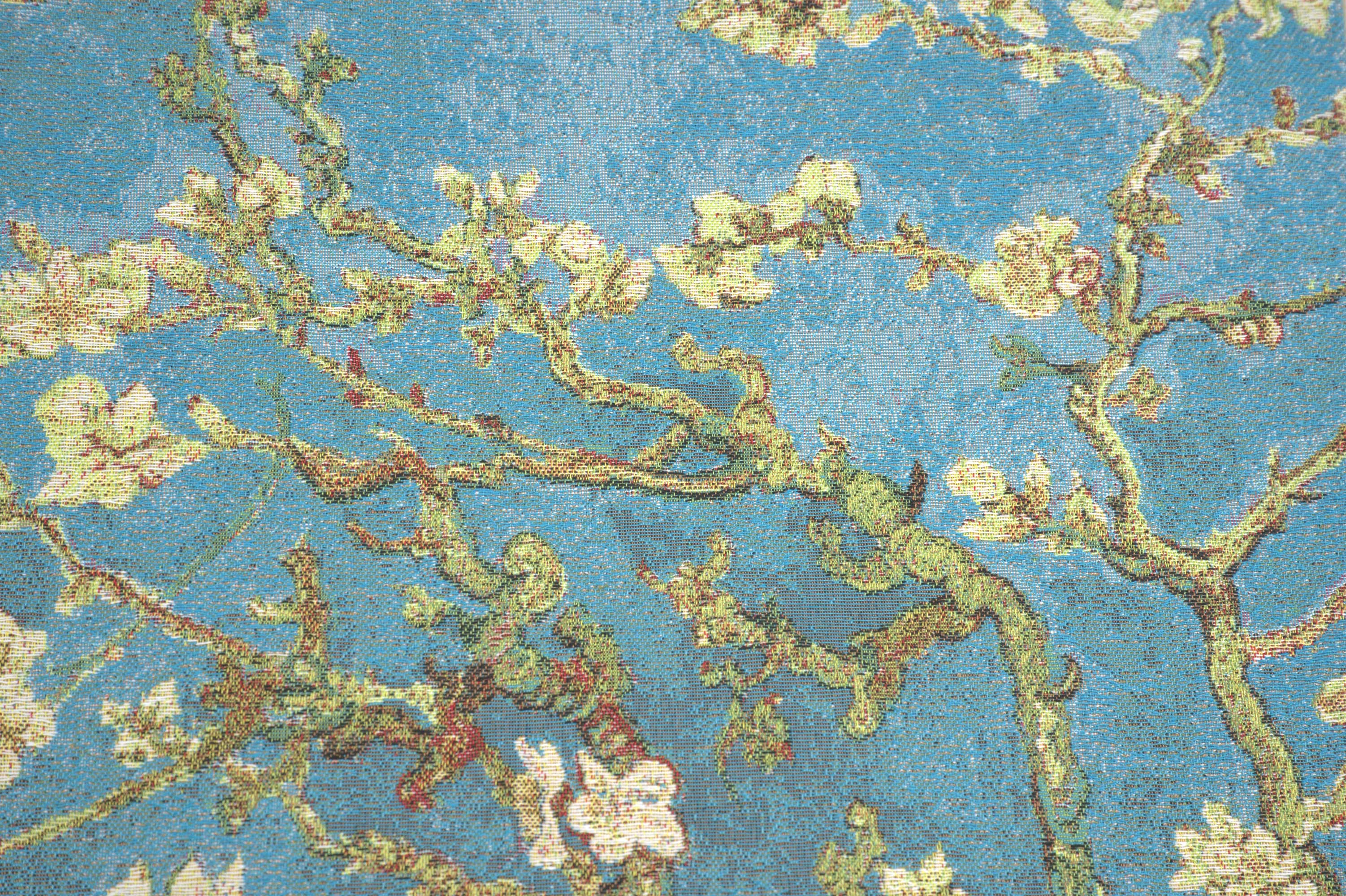 Vincent Van Gogh Almond Blossoms Tapestry Pillow Cover 18x18 Inch Cotton Jacquard Woven Cushion Cover