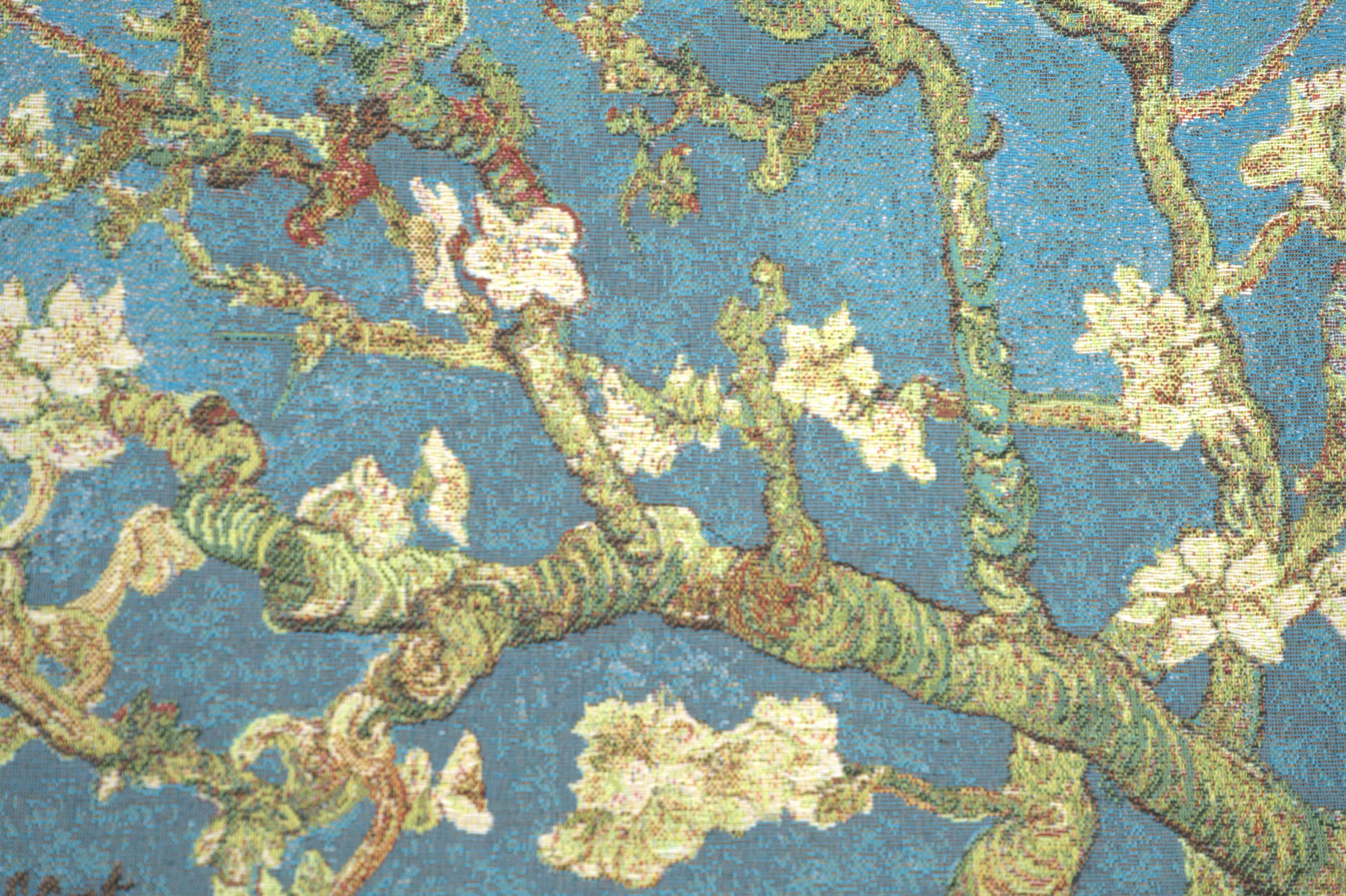 Vincent Van Gogh Almond Blossoms Tapestry Pillow Cover 18x18 Inch Cotton Jacquard Woven Cushion Cover