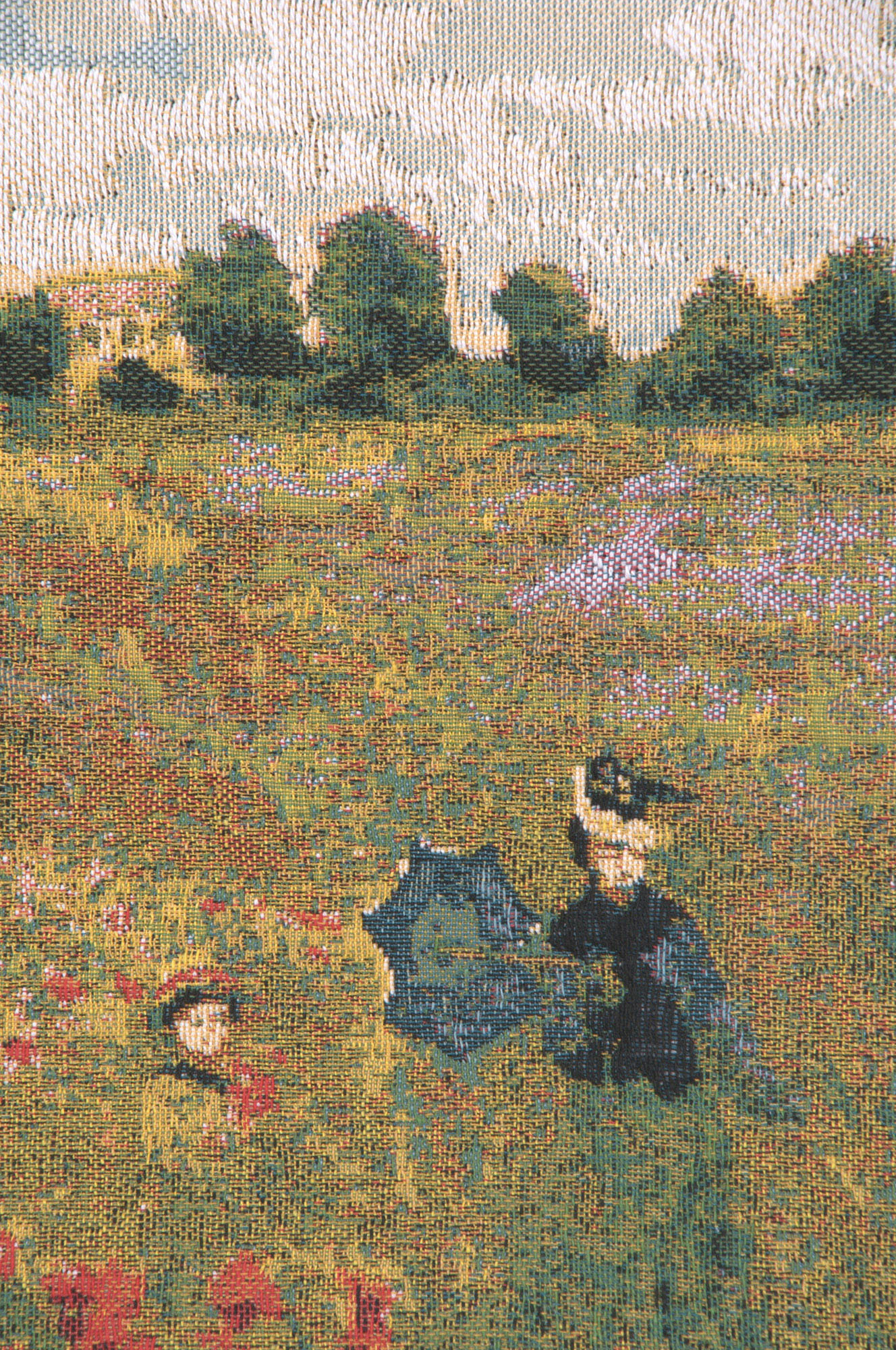 Claude Monet Poppy Field Tapestry Pillow Cover 18x18 Inch Cotton Jacquard Woven Cushion Cover