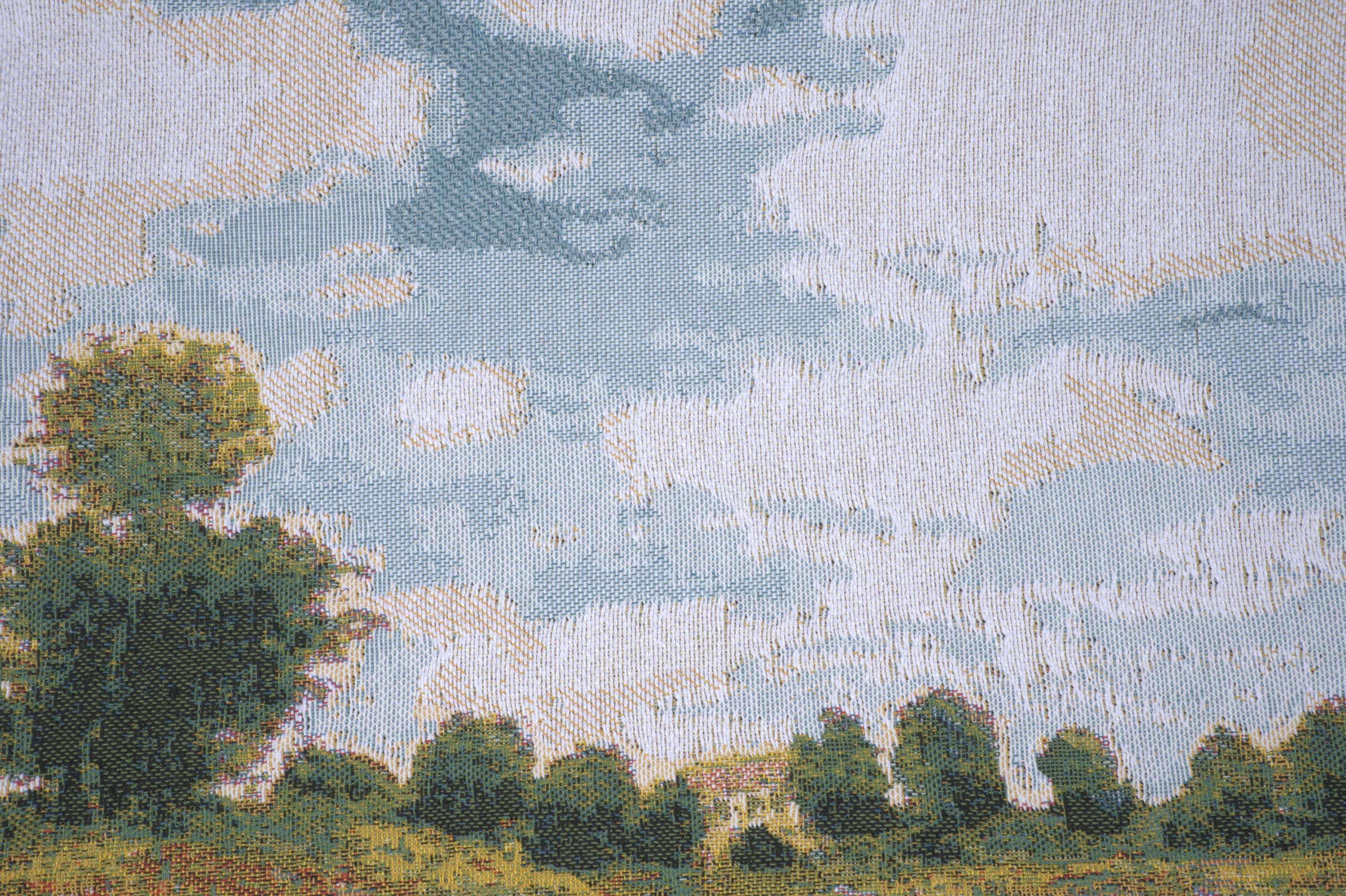 Claude Monet Poppy Field Tapestry Pillow Cover 18x18 Inch Cotton Jacquard Woven Cushion Cover
