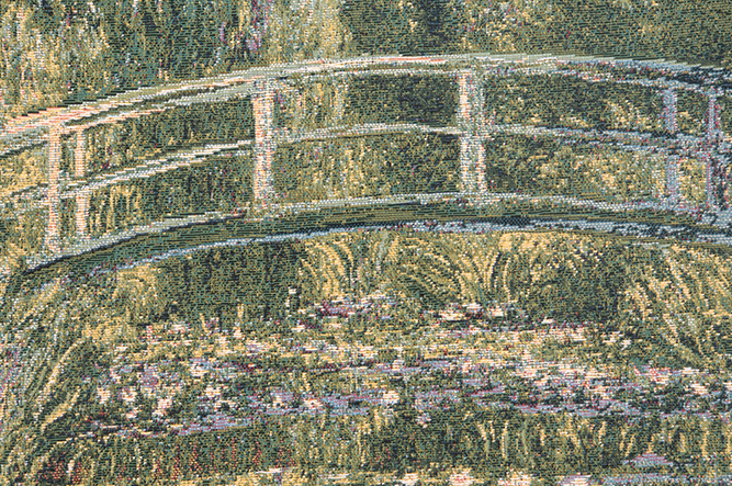 Claude Monet Bridge at Giverny I Tapestry Pillow Cover 18x18 Inch Cotton Jacquard Woven Cushion Cover