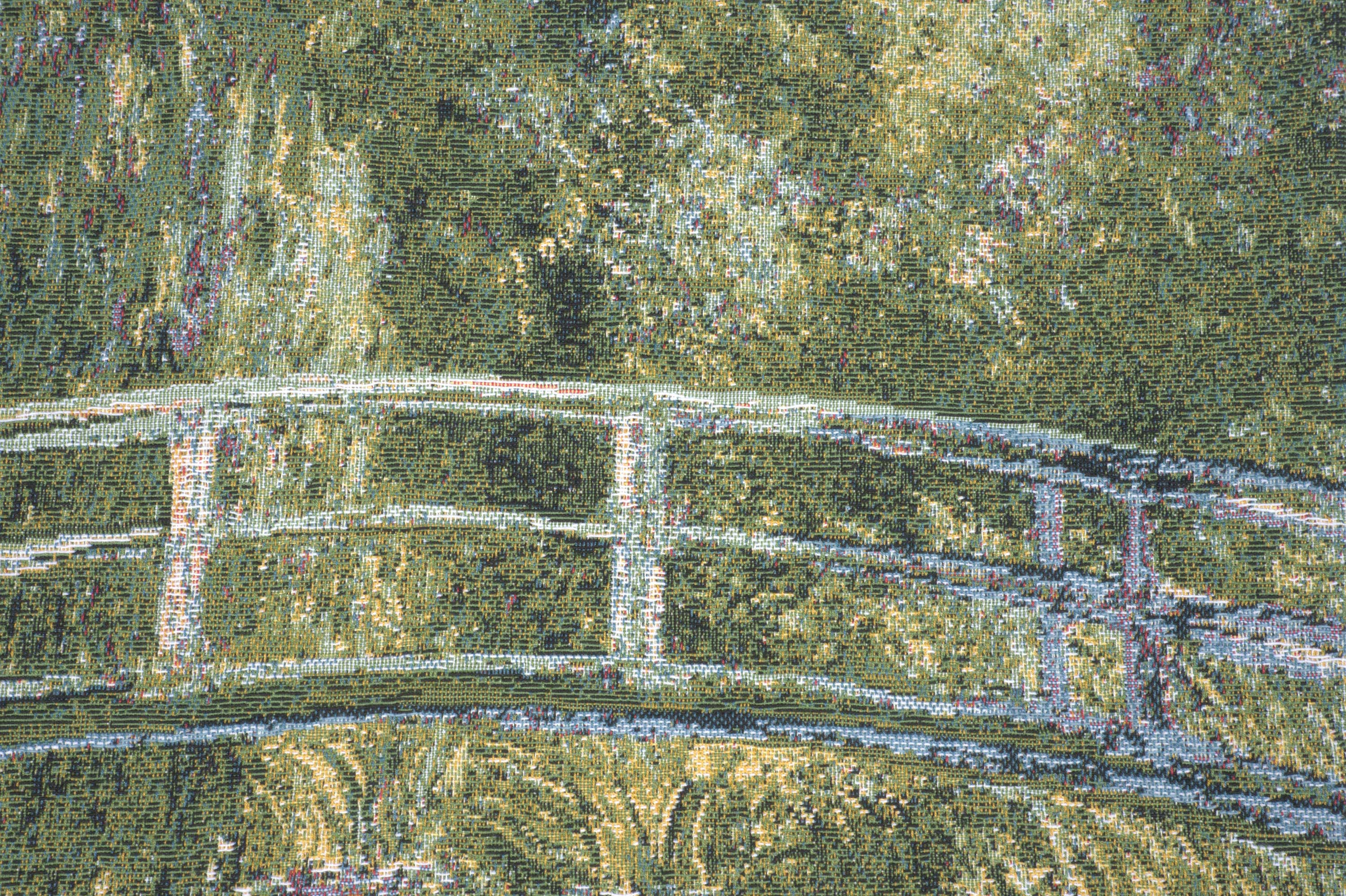Claude Monet Bridge at Giverny I Tapestry Pillow Cover 18x18 Inch Cotton Jacquard Woven Cushion Cover