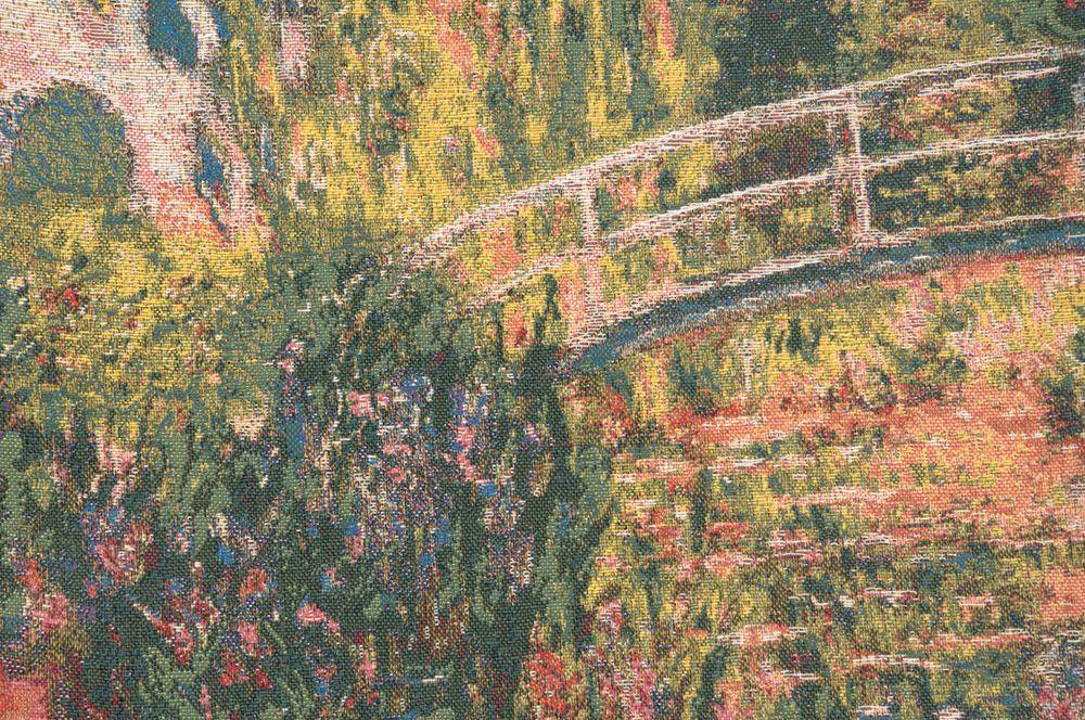 Claude Monet Japanese Bridge Tapestry Pillow Cover 18x18 Inch Cotton Jacquard Woven Cushion Cover