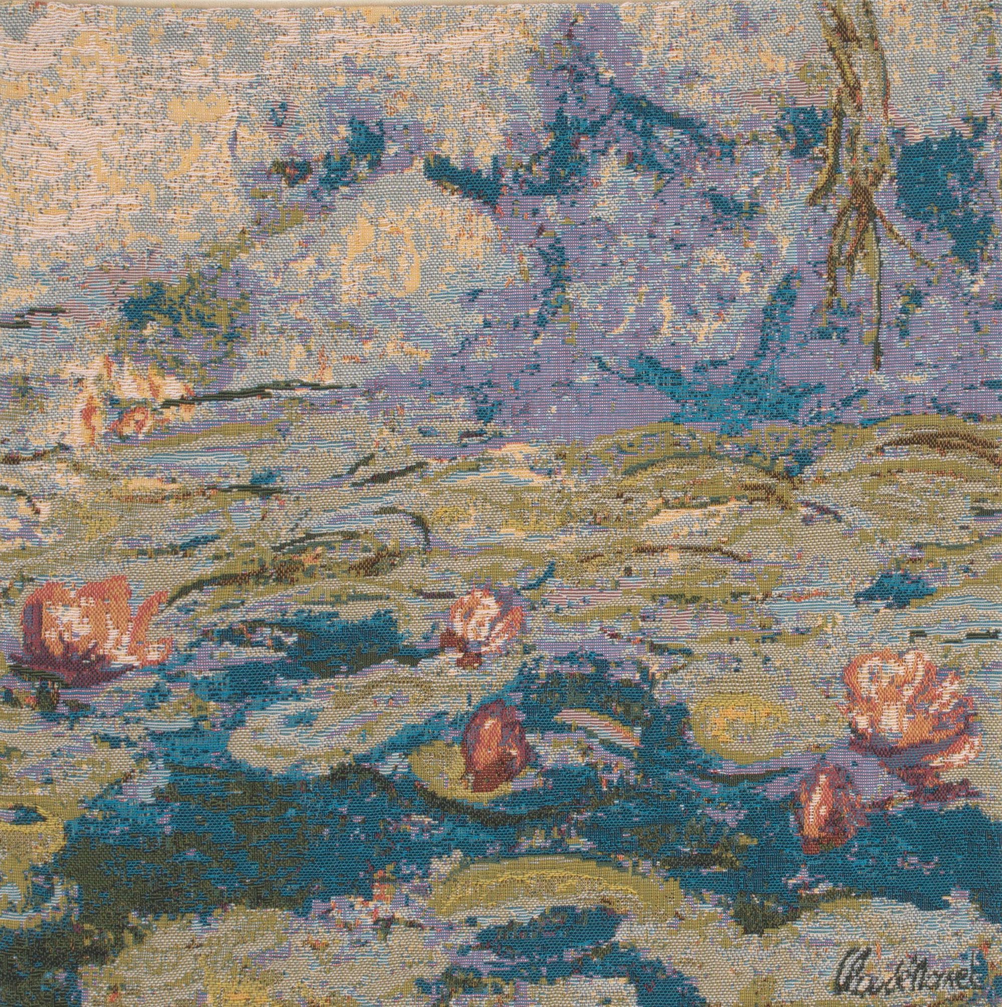 Claude Monet Water Lilies Tapestry Pillow Cover 18x18 Inch Cotton Jacquard Woven Cushion Cover