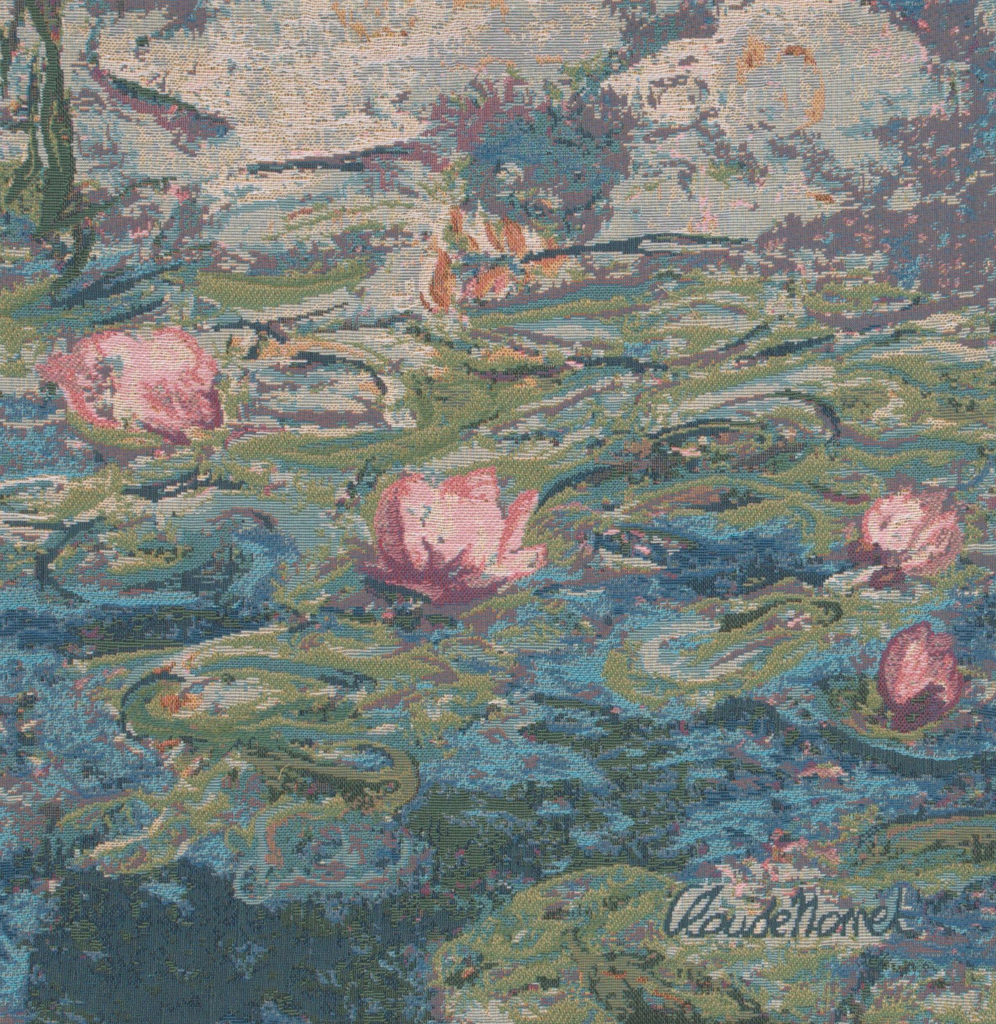 Claude Monet Water Lilies II Tapestry Pillow Cover 18x18 Inch Cotton Jacquard Woven Cushion Cover