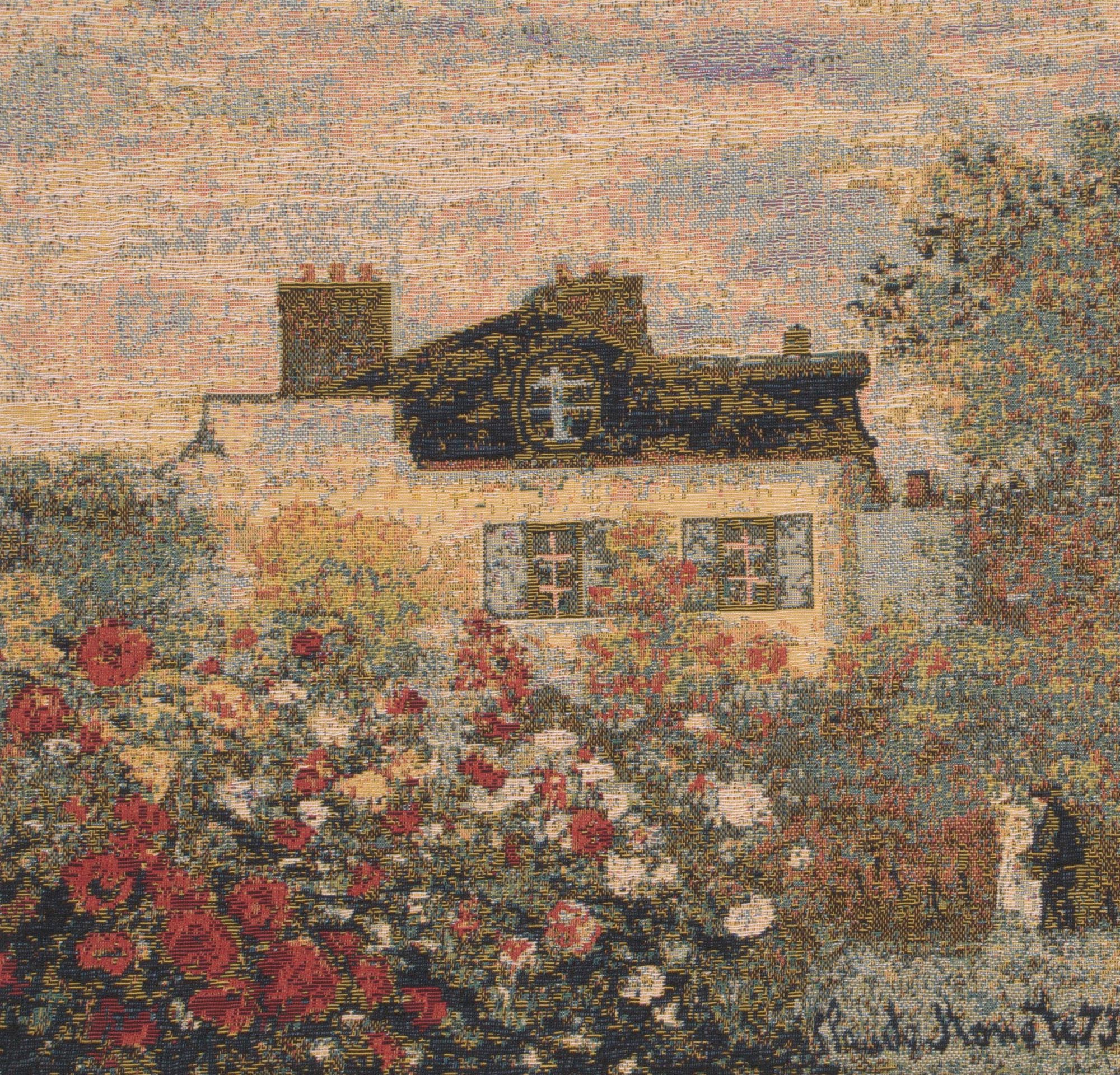 Claude Monet Mansion Tapestry Pillow Cover 18x18 Inch Cotton Jacquard Woven Cushion Cover