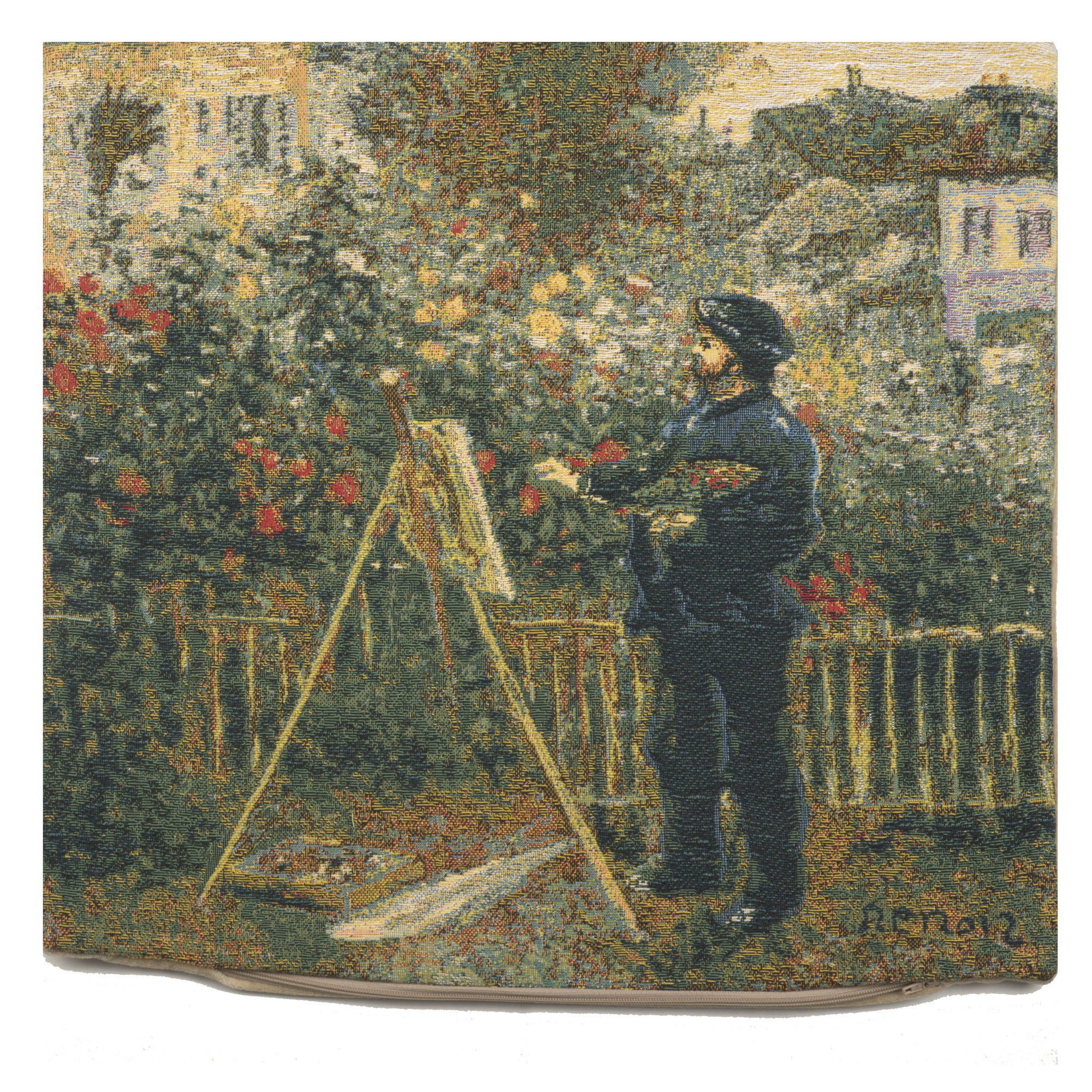 Pierre Auguste Renoir Monet Painting Tapestry Pillow Cover 18x18 Inch Cotton Jacquard Woven Cushion Cover