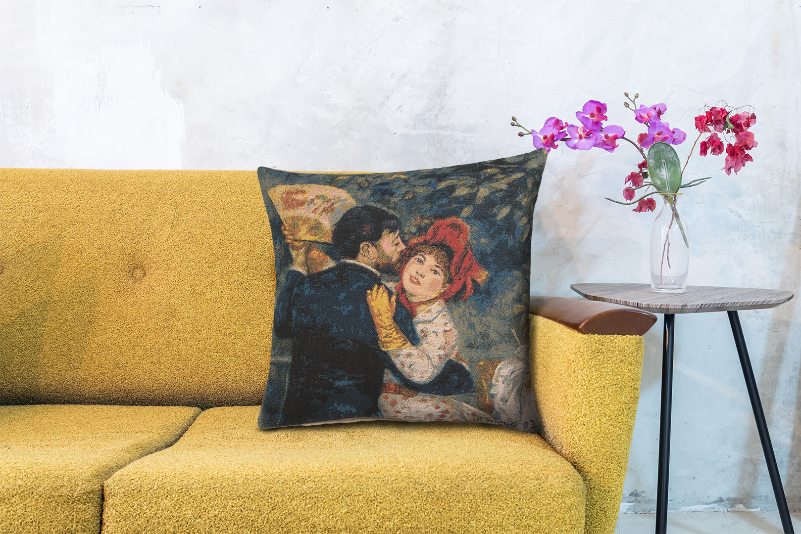 Pierre Auguste Renoir Renoir's Dance Tapestry Pillow Cover 18x18 Inch Cotton Jacquard Woven Cushion Cover