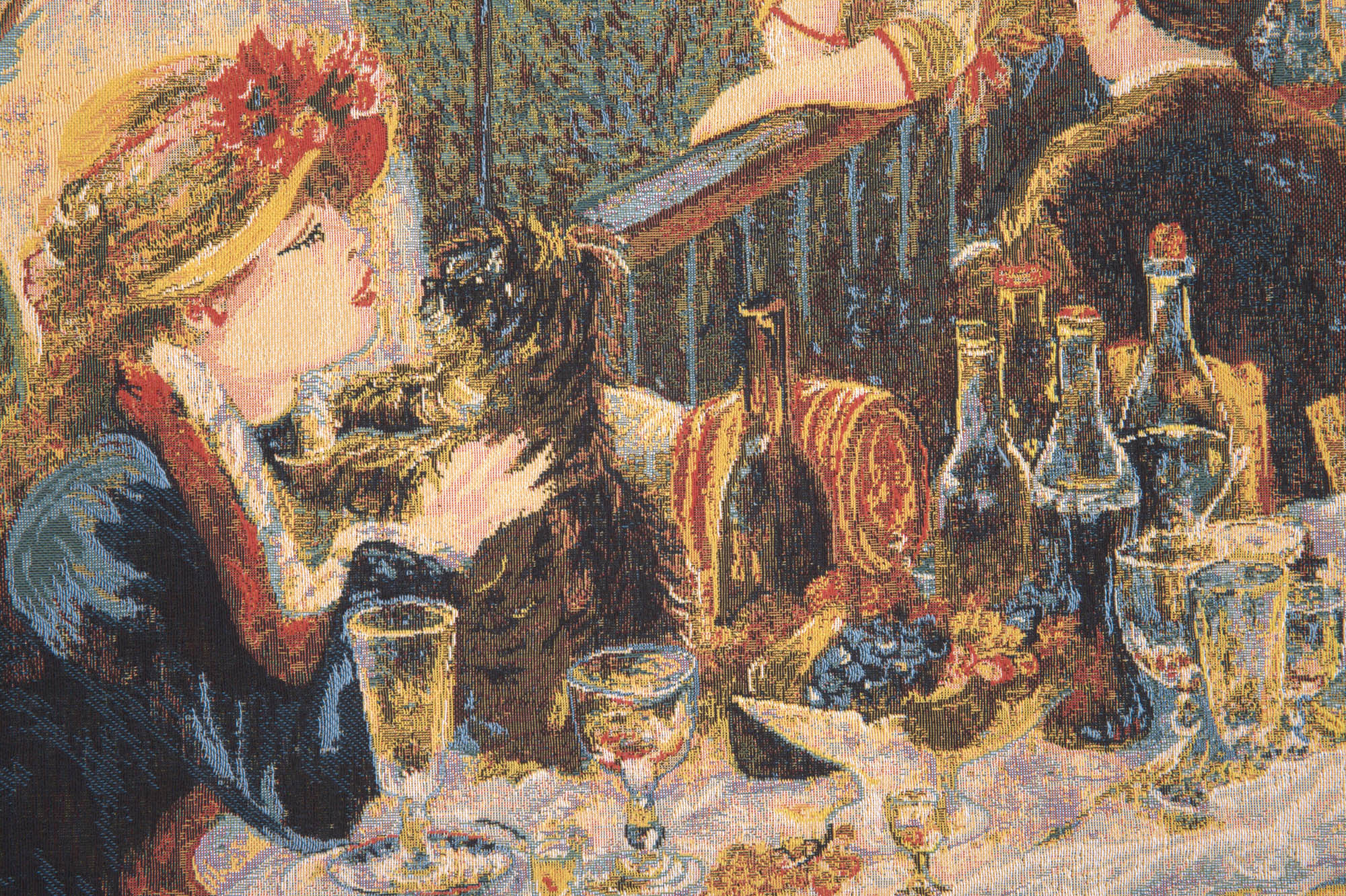 Pierre Auguste Renoir Boating Party I Tapestry Pillow Cover 18x18 Inch Cotton Jacquard Woven Cushion Cover