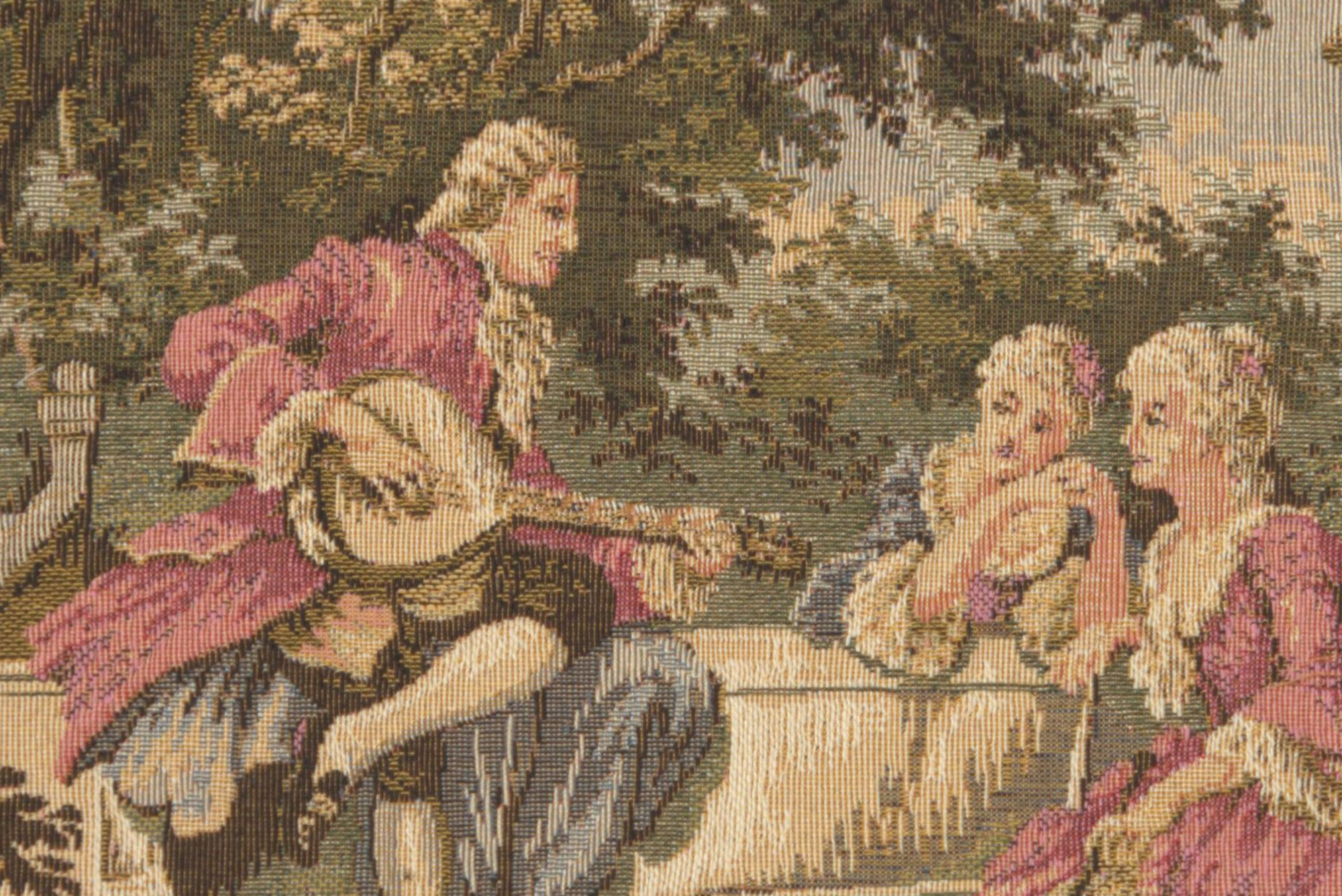 Francois Boucher Garden Party Left Vintage Tapestry Pillow Cover 18x18 Inch Cotton Jacquard Woven Cushion Cover