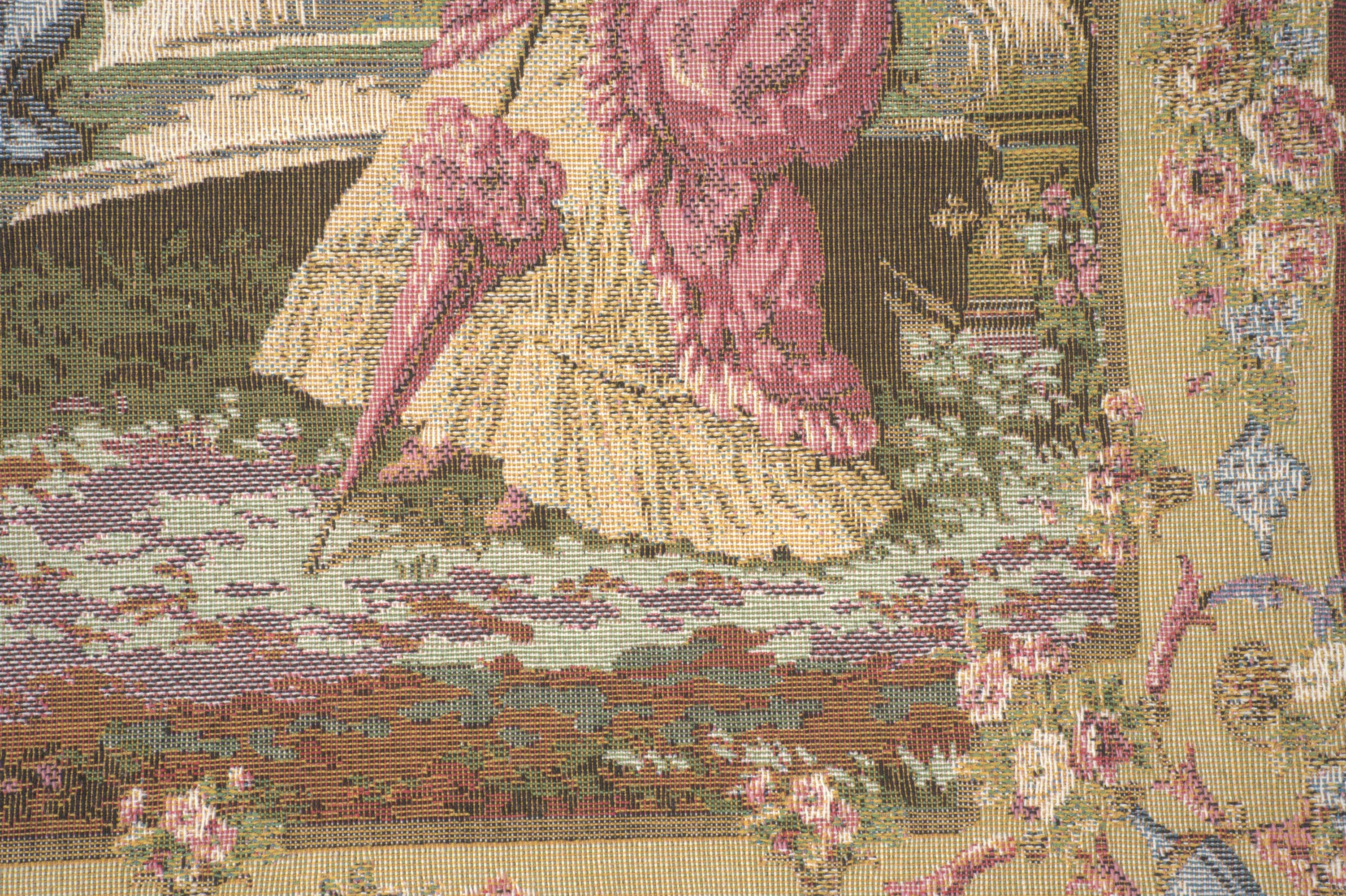 Francois Boucher Garden Party Left Vintage Tapestry Pillow Cover 18x18 Inch Cotton Jacquard Woven Cushion Cover