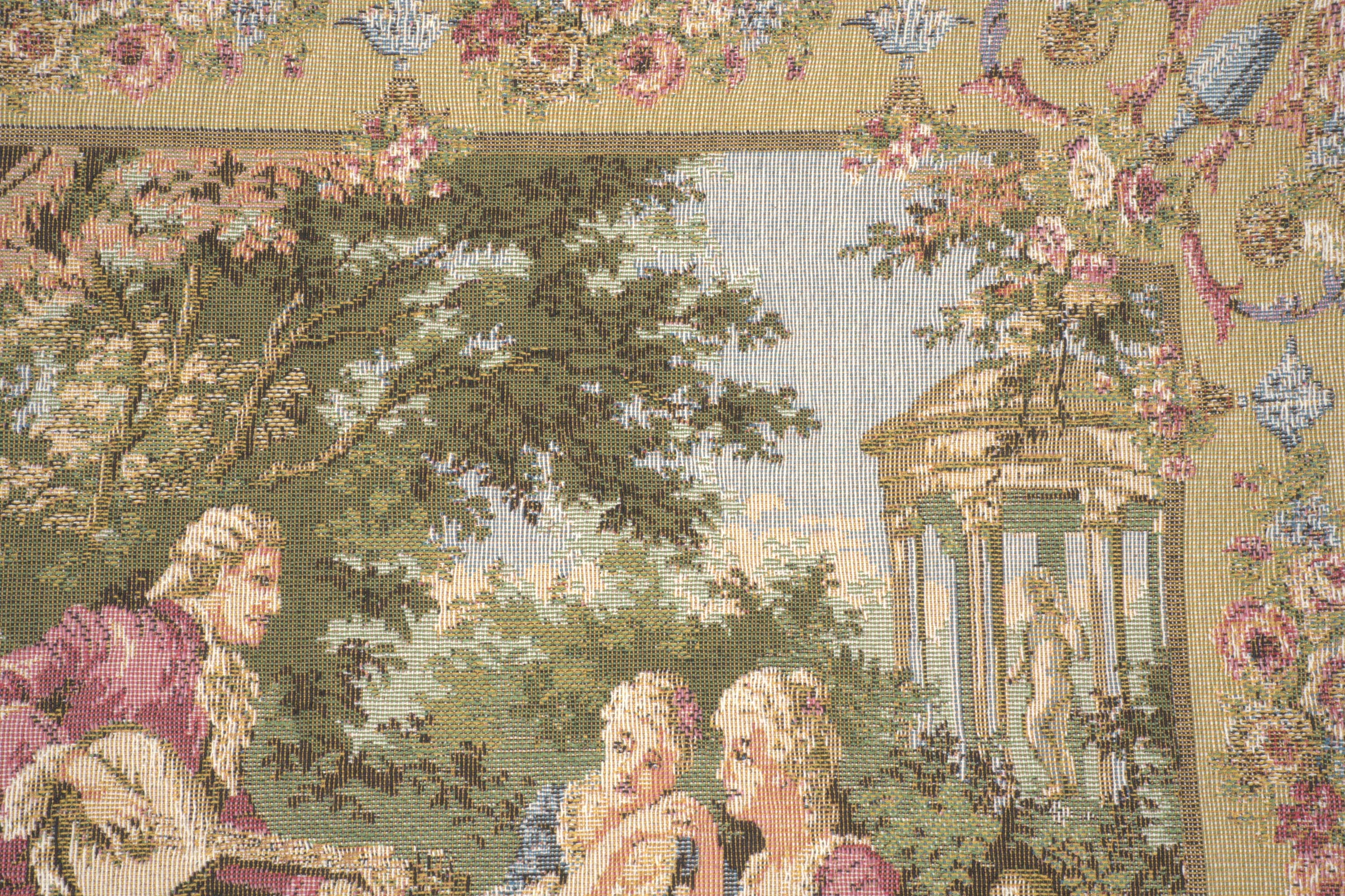 Francois Boucher Garden Party Left Vintage Tapestry Pillow Cover 18x18 Inch Cotton Jacquard Woven Cushion Cover