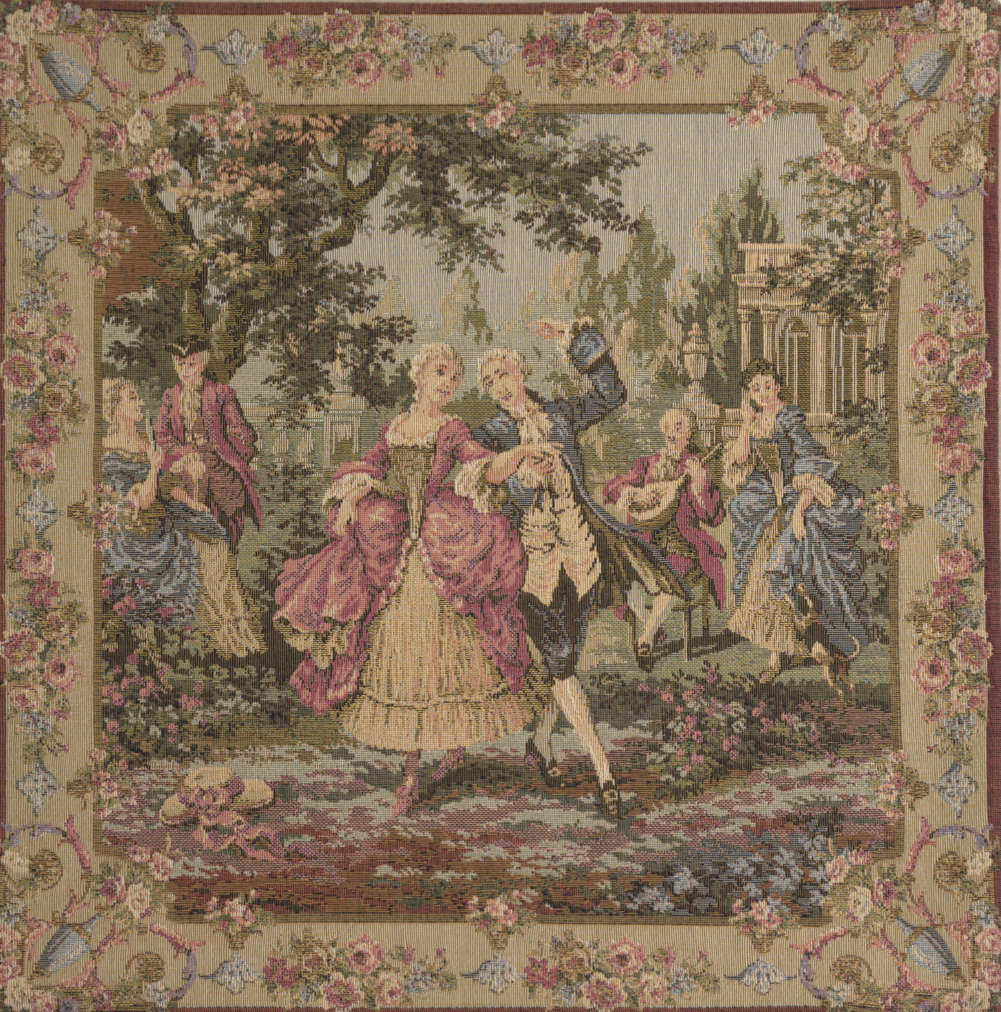 Francois Boucher Garden Party Vintage Tapestry Pillow Cover 18x18 Inch Cotton Jacquard Woven Cushion Cover