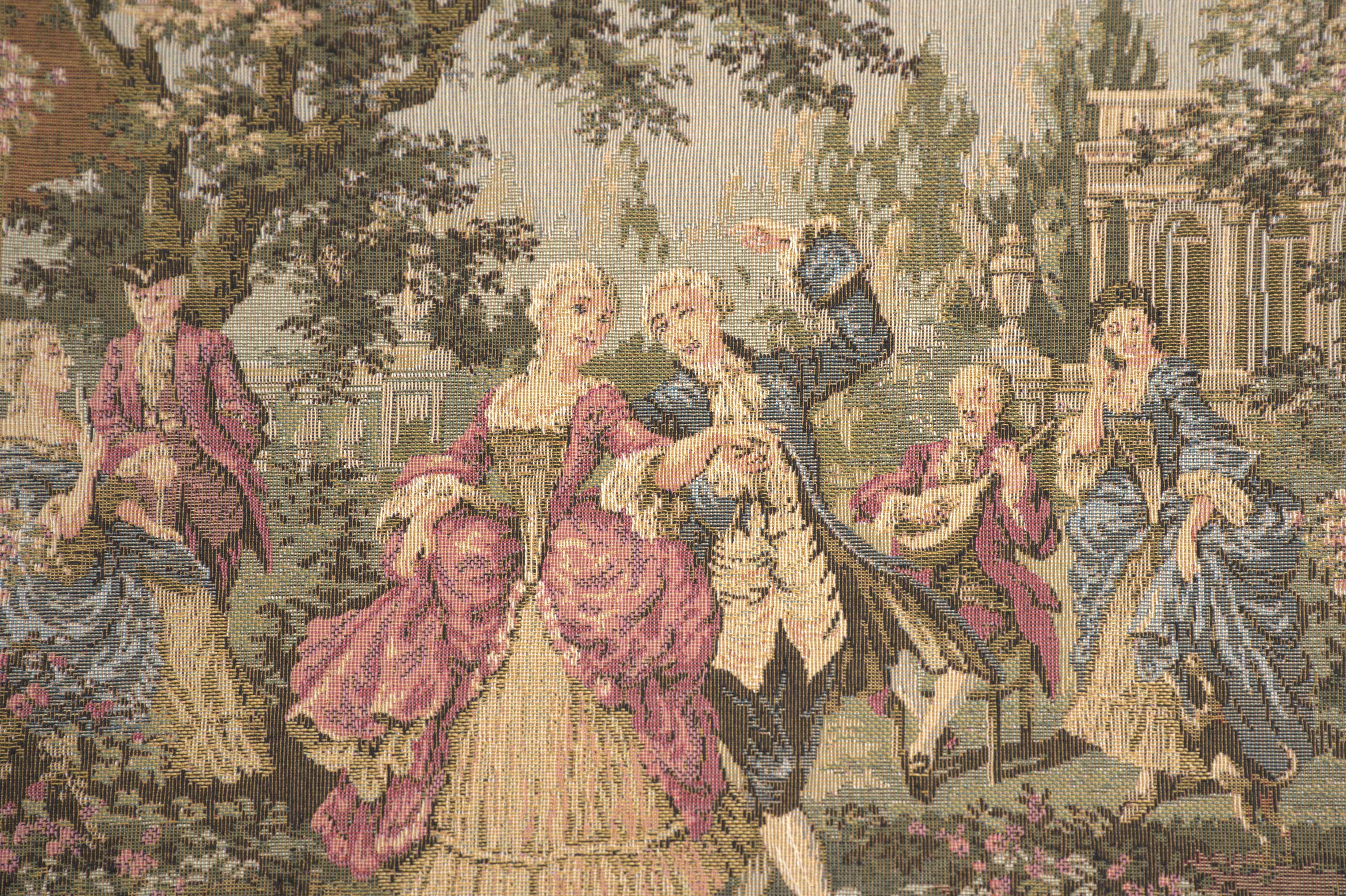 Francois Boucher Garden Party Vintage Tapestry Pillow Cover 18x18 Inch Cotton Jacquard Woven Cushion Cover