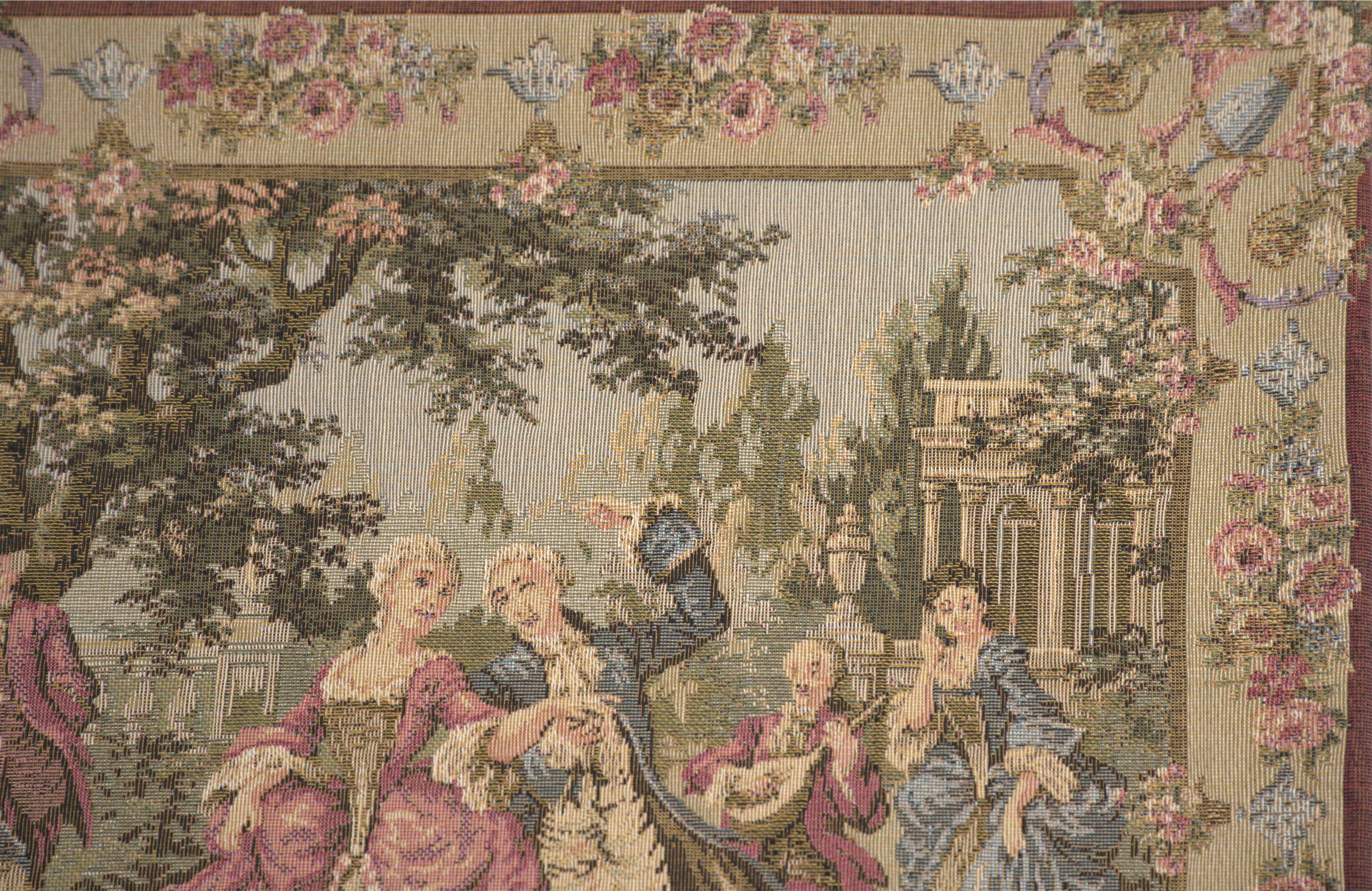 Francois Boucher Garden Party Vintage Tapestry Pillow Cover 18x18 Inch Cotton Jacquard Woven Cushion Cover
