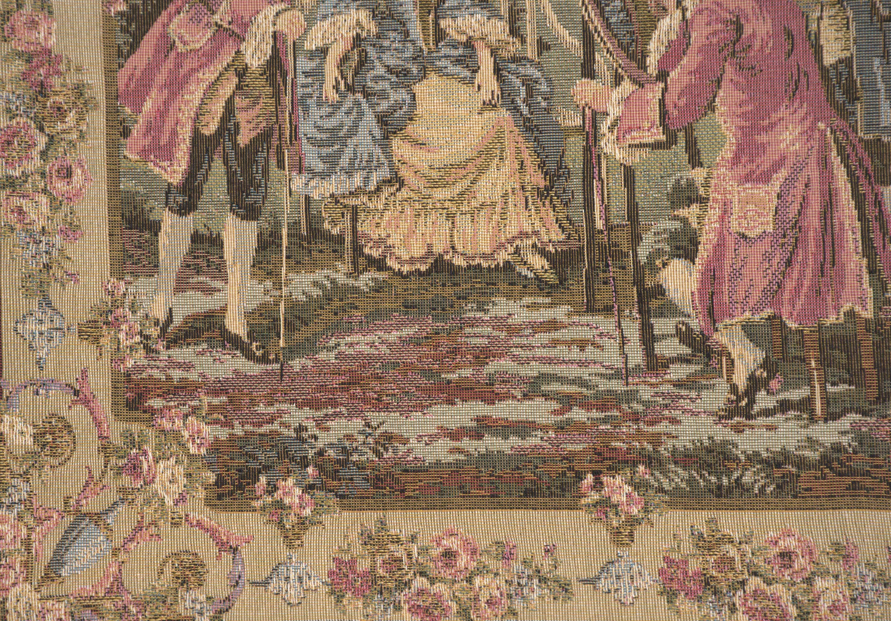 Francois Boucher Garden Party Right Vintage Tapestry Pillow Cover 18x18 Inch Cotton Jacquard Woven Cushion Cover