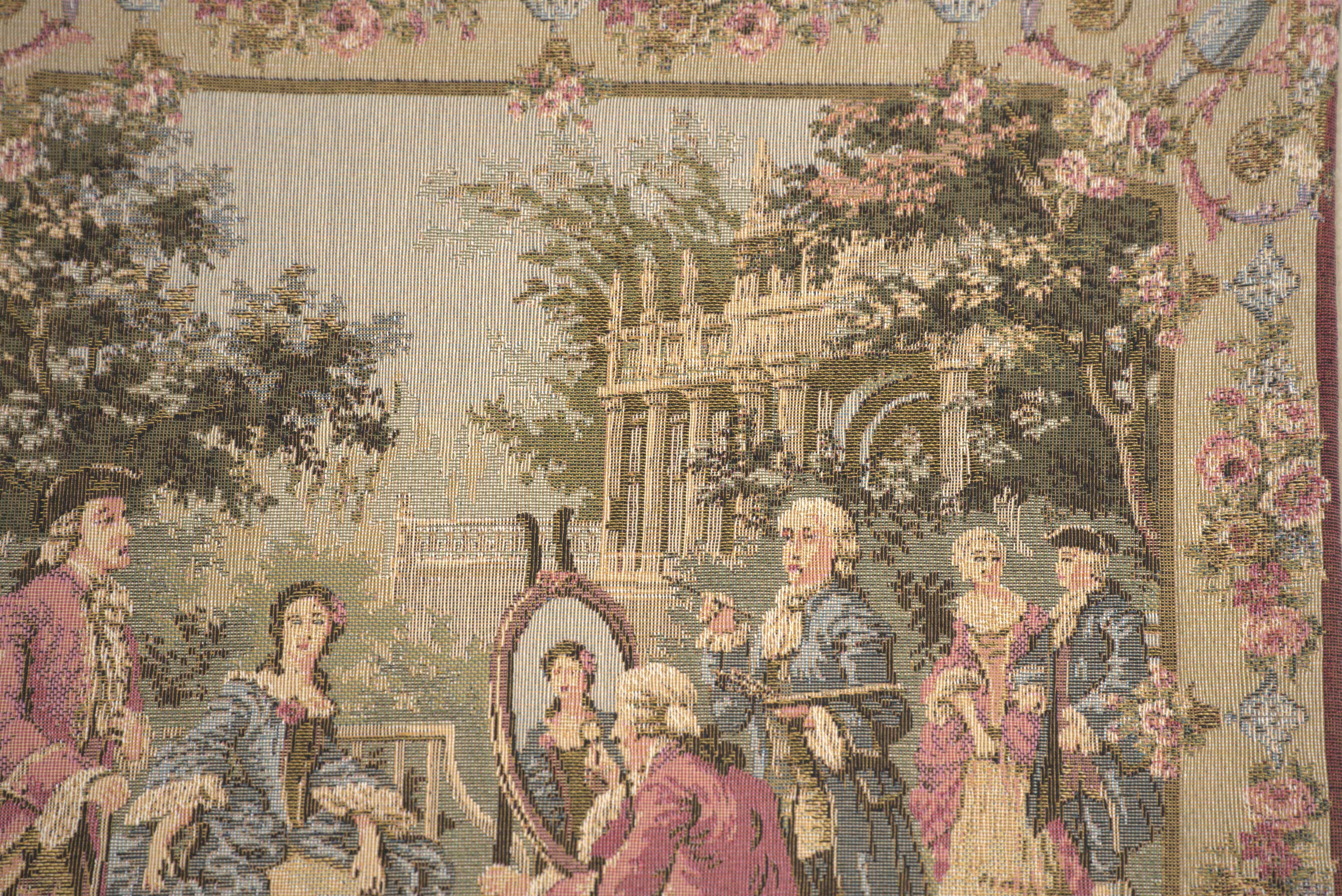 Francois Boucher Garden Party Right Vintage Tapestry Pillow Cover 18x18 Inch Cotton Jacquard Woven Cushion Cover