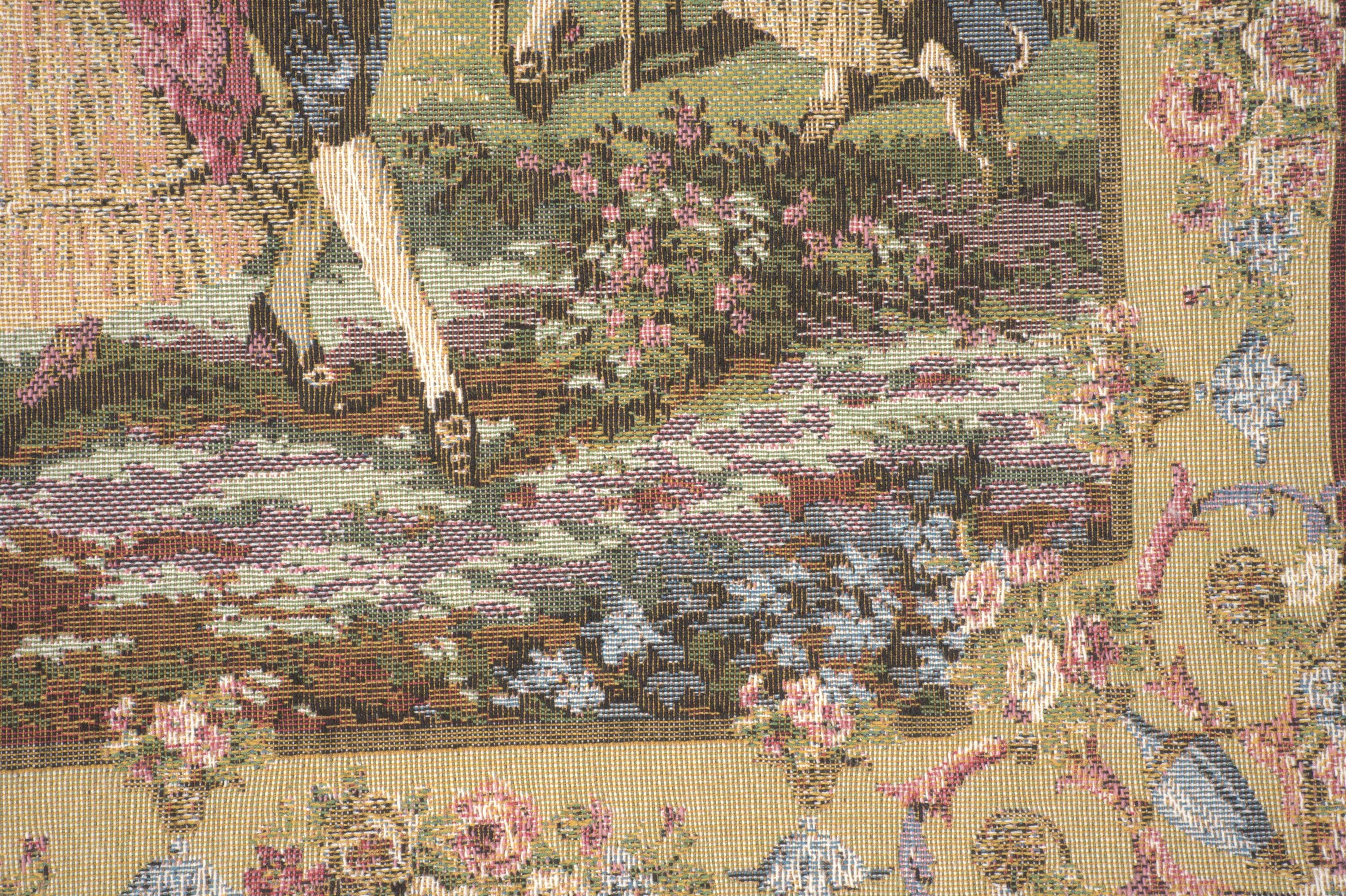 Francois Boucher Garden Party Right Vintage Tapestry Pillow Cover 18x18 Inch Cotton Jacquard Woven Cushion Cover