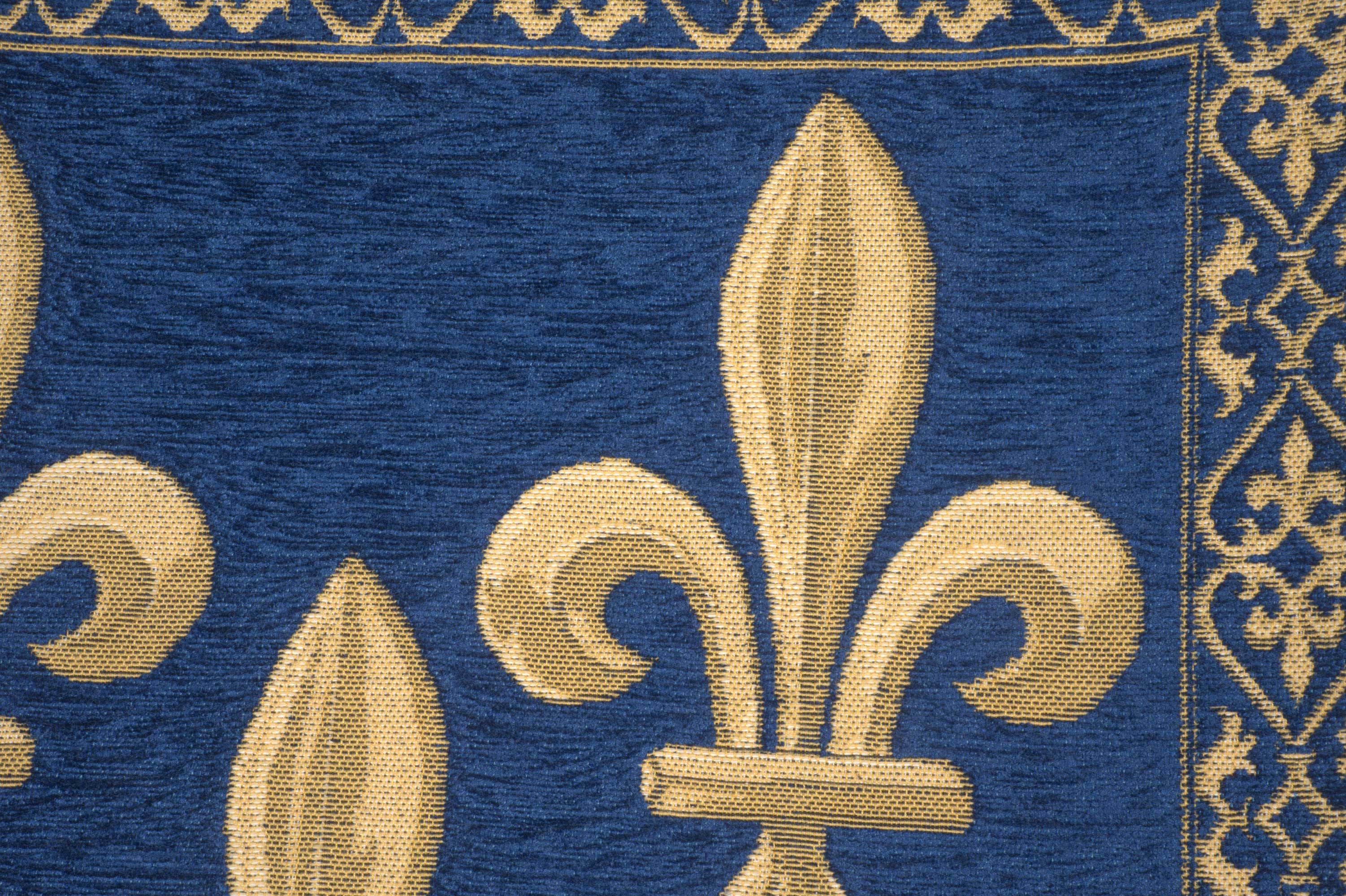 Napoleon Fleur Blue Tapestry Pillow Cover 18x18 Inch Cotton Jacquard Woven Cushion Cover