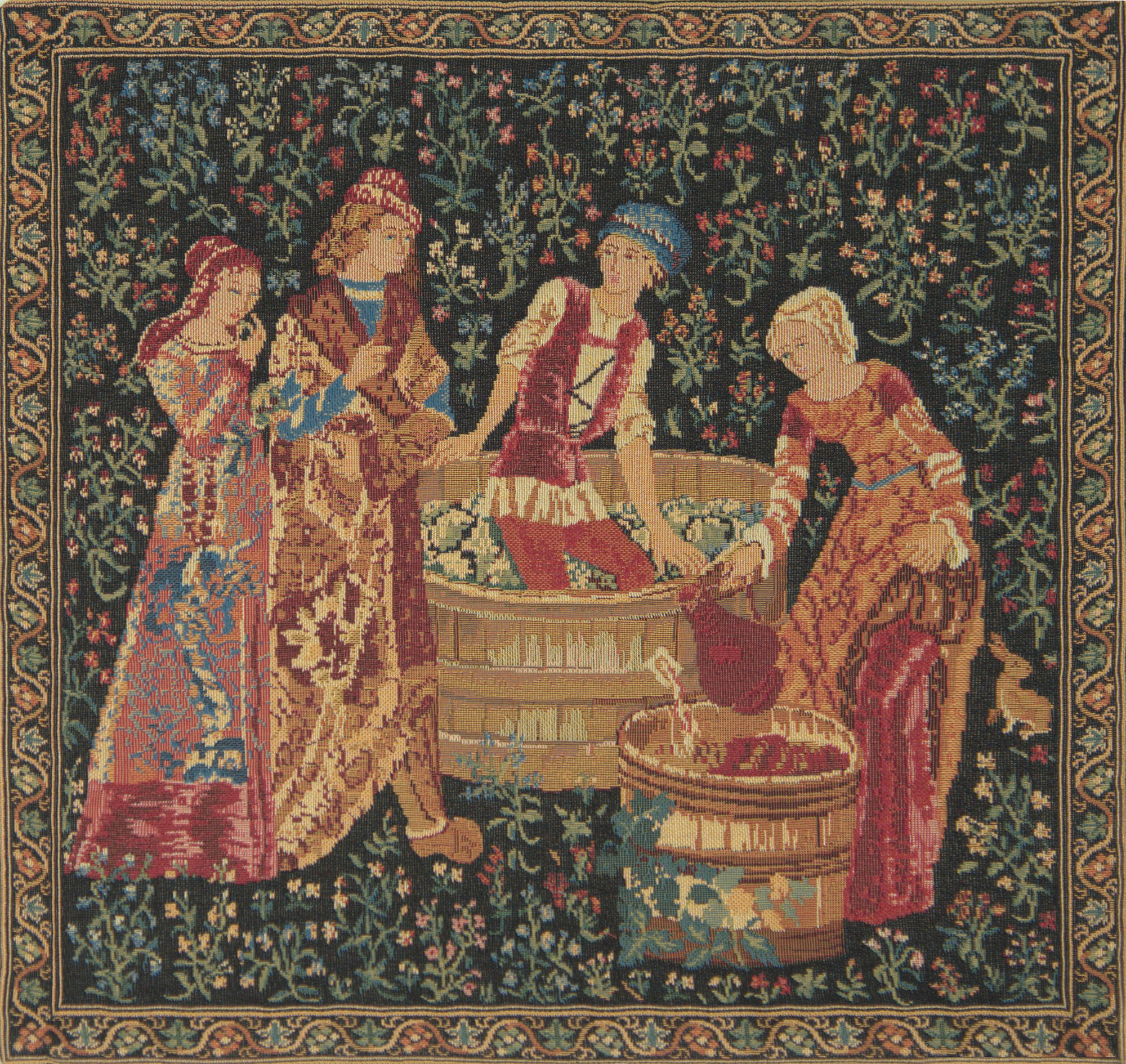 The Wine Press Belgian Tapestry Pillow Cover 18x18 Inch Cotton Jacquard Woven Cushion Cover