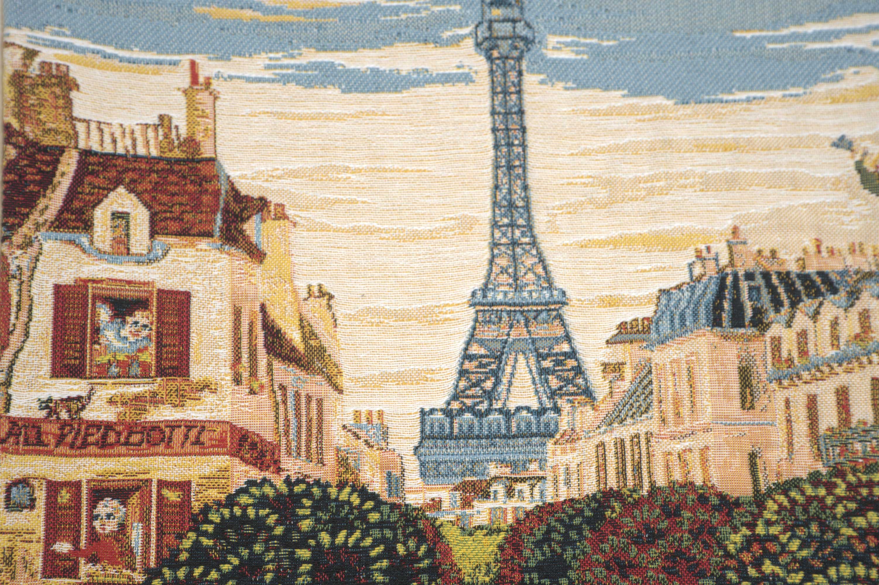 Vintage Eiffel Tower in Paris Tapestry Pillow Cover 18x18 Inch Cotton Jacquard Woven Cushion Cover