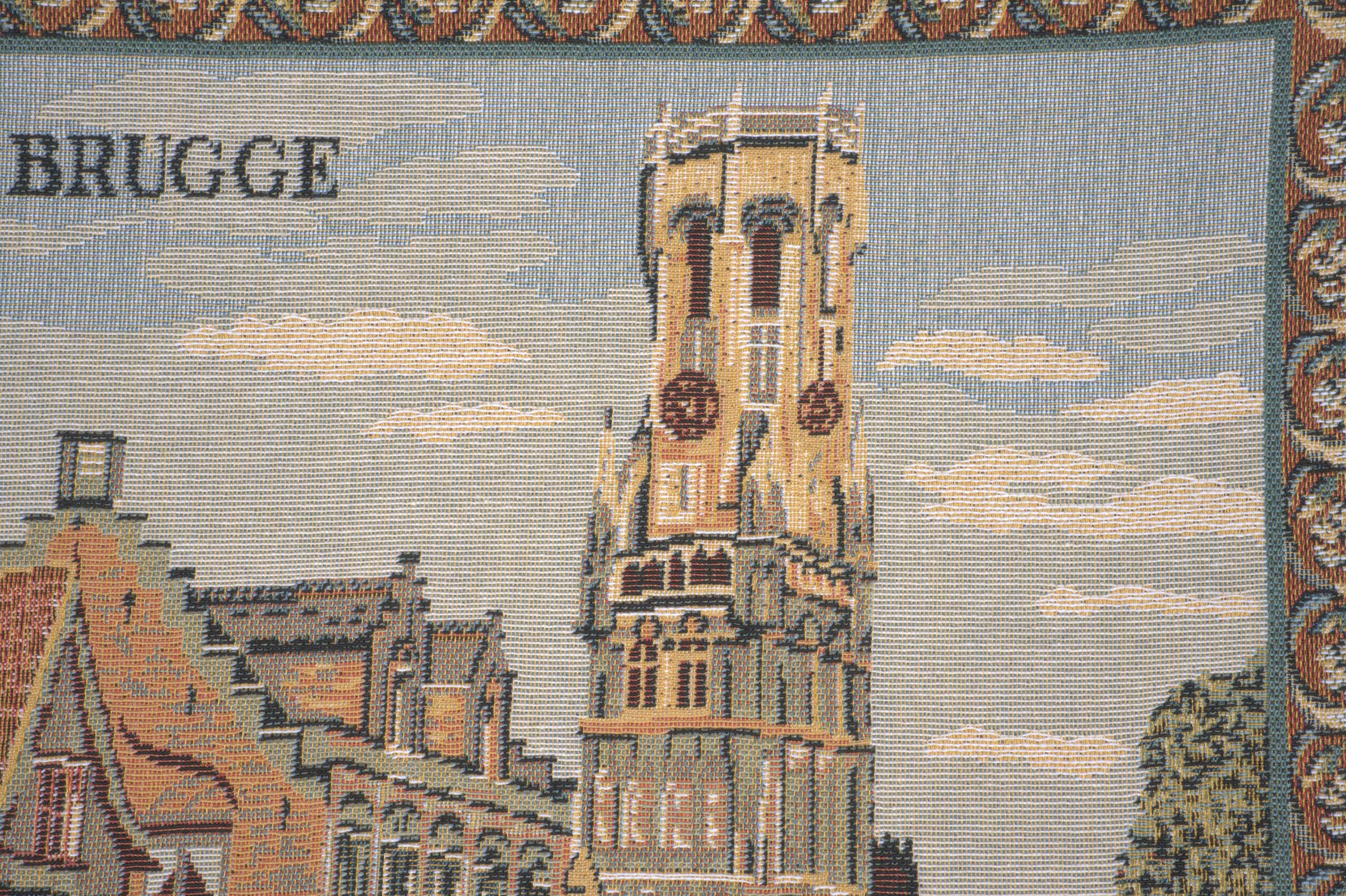 Vintage Canals of Bruges Tapestry Pillow Cover 18x18 Inch Cotton Jacquard Woven Cushion Cover