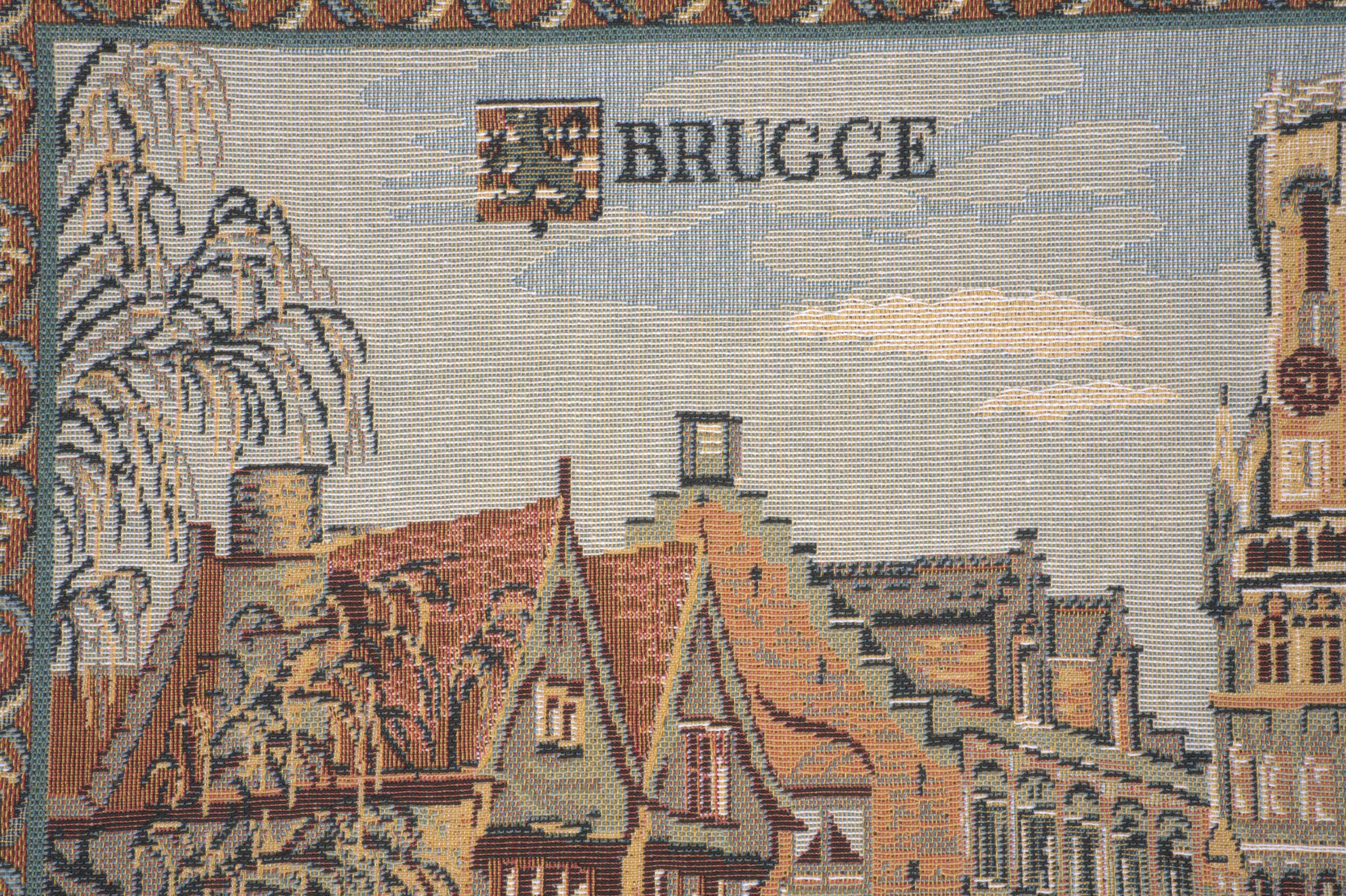 Vintage Canals of Bruges Tapestry Pillow Cover 18x18 Inch Cotton Jacquard Woven Cushion Cover