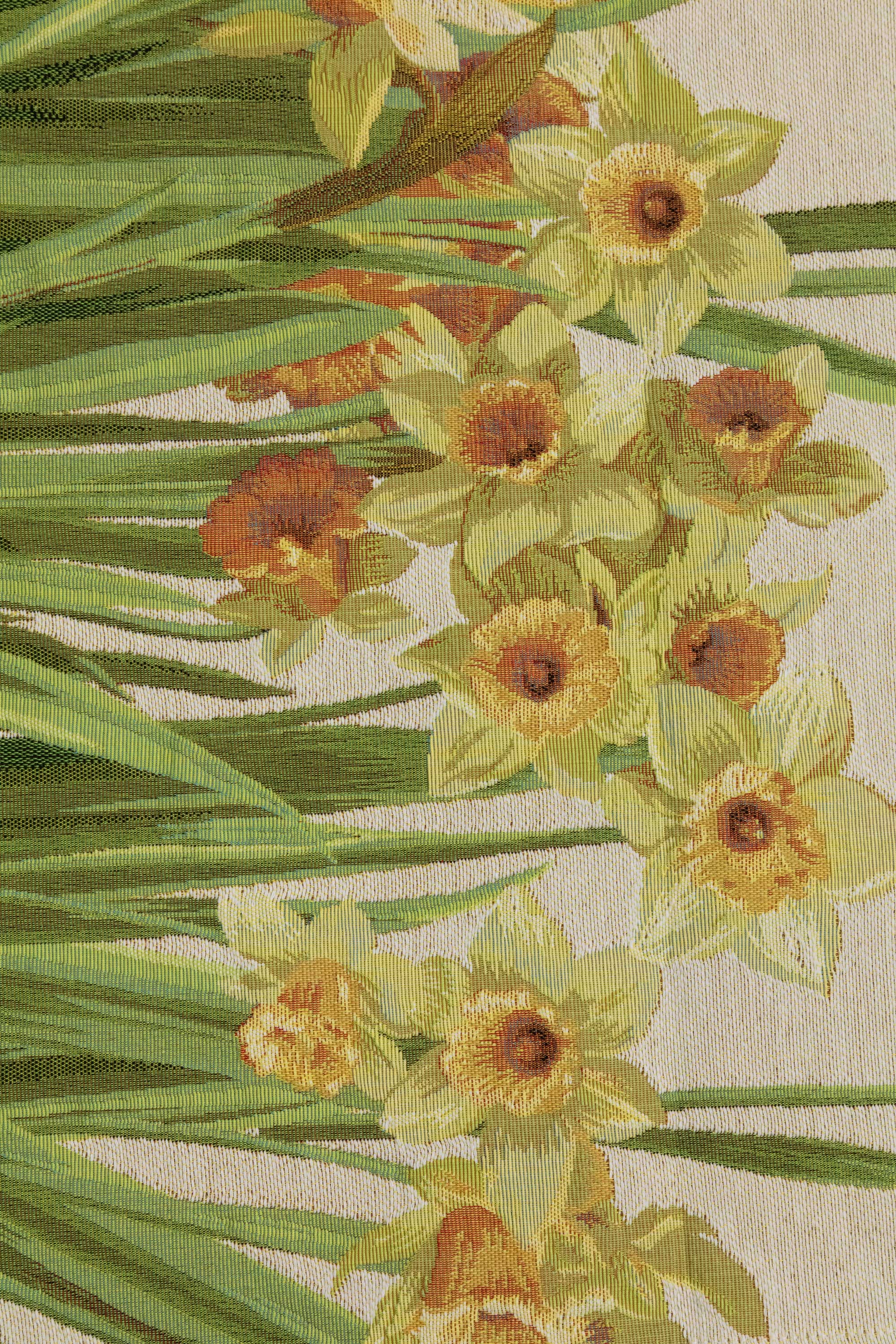 Daffodils White French Tapestry Table Runner | Close Up 1