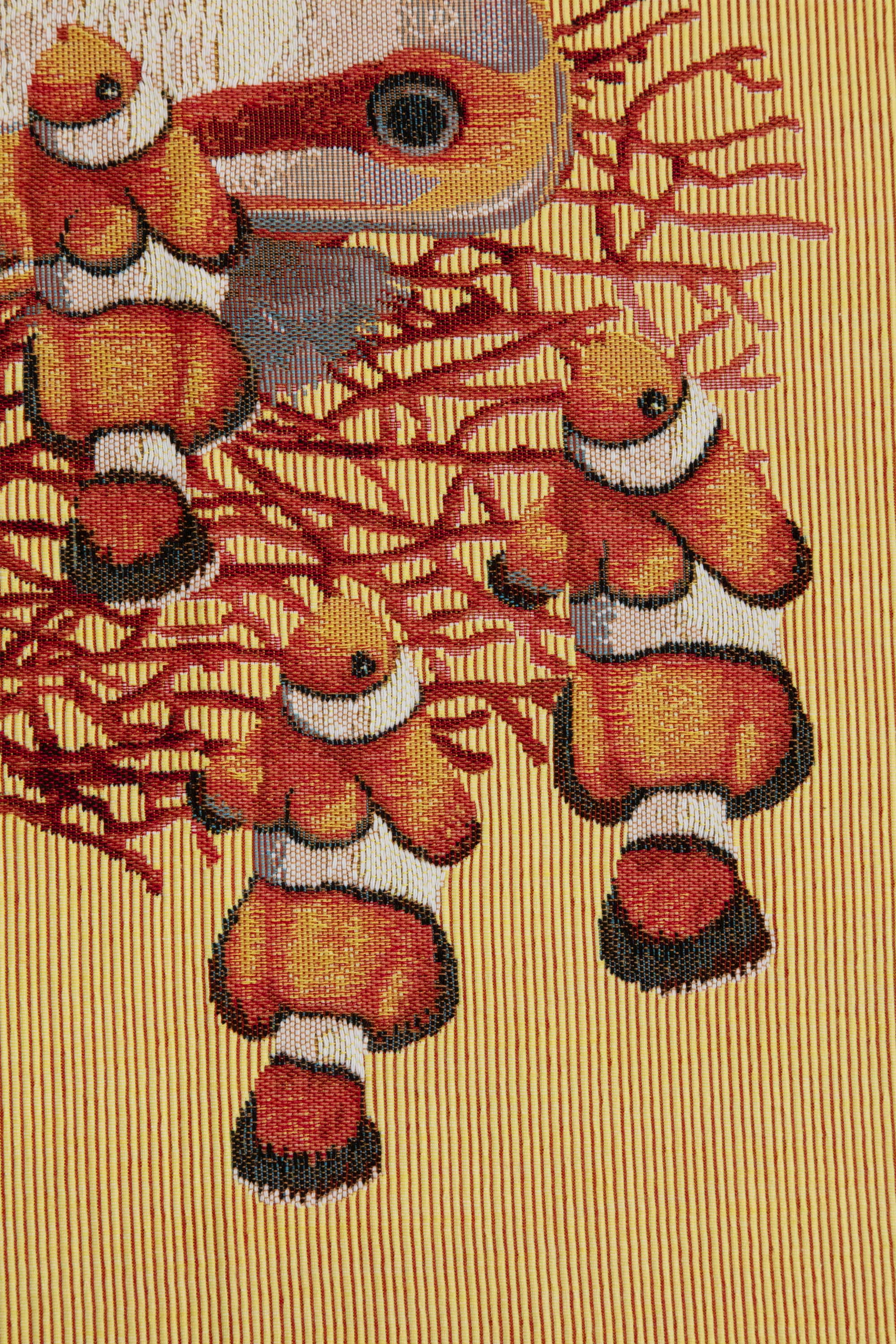Exotic Fish Yellow French Jacquard Woven Table Runner 71x19 Inch Coastal Dining Decor