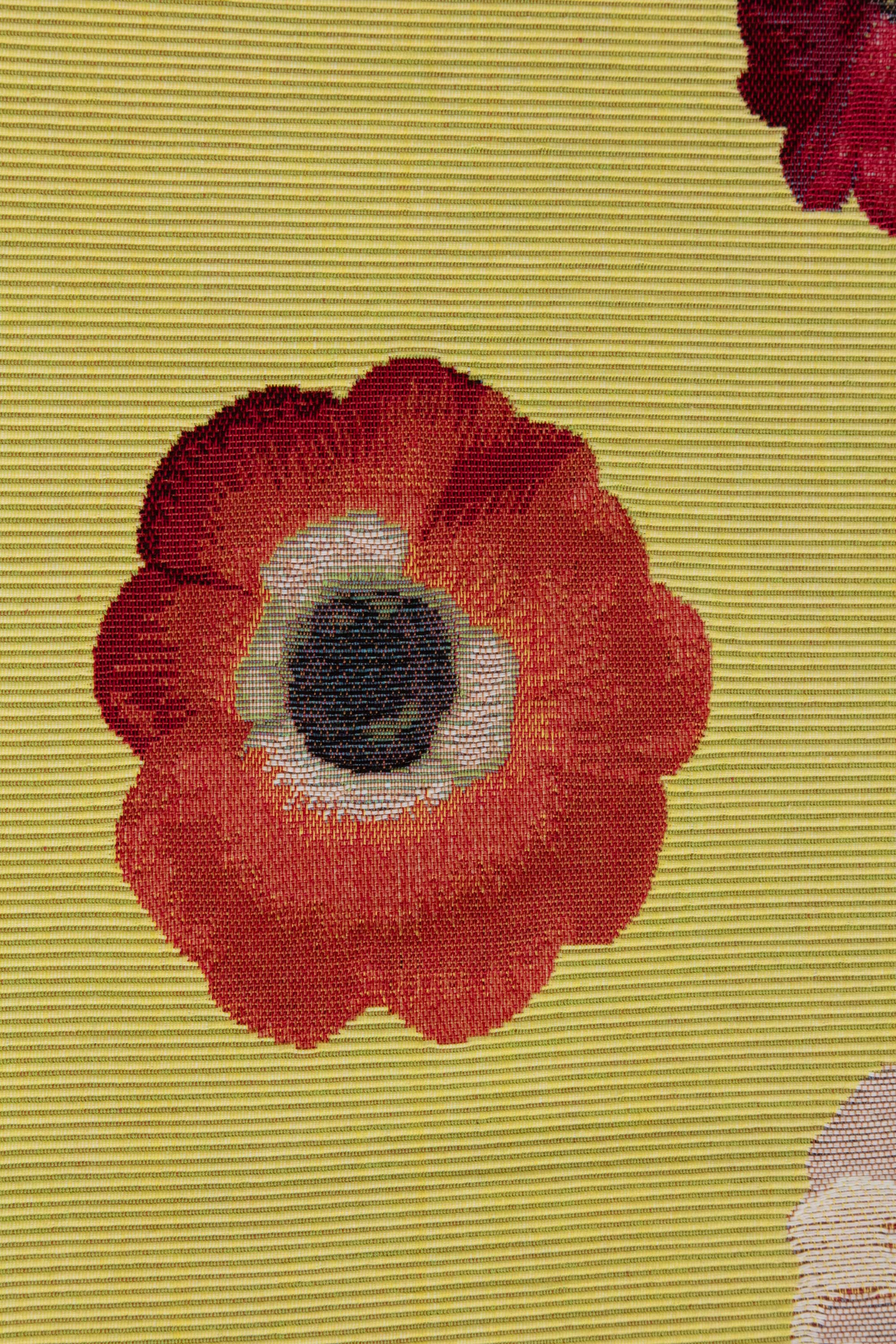 Anemones Yellow French Jacquard Woven Table Runner 71x19 Inch Floral Botanical Dining Decor