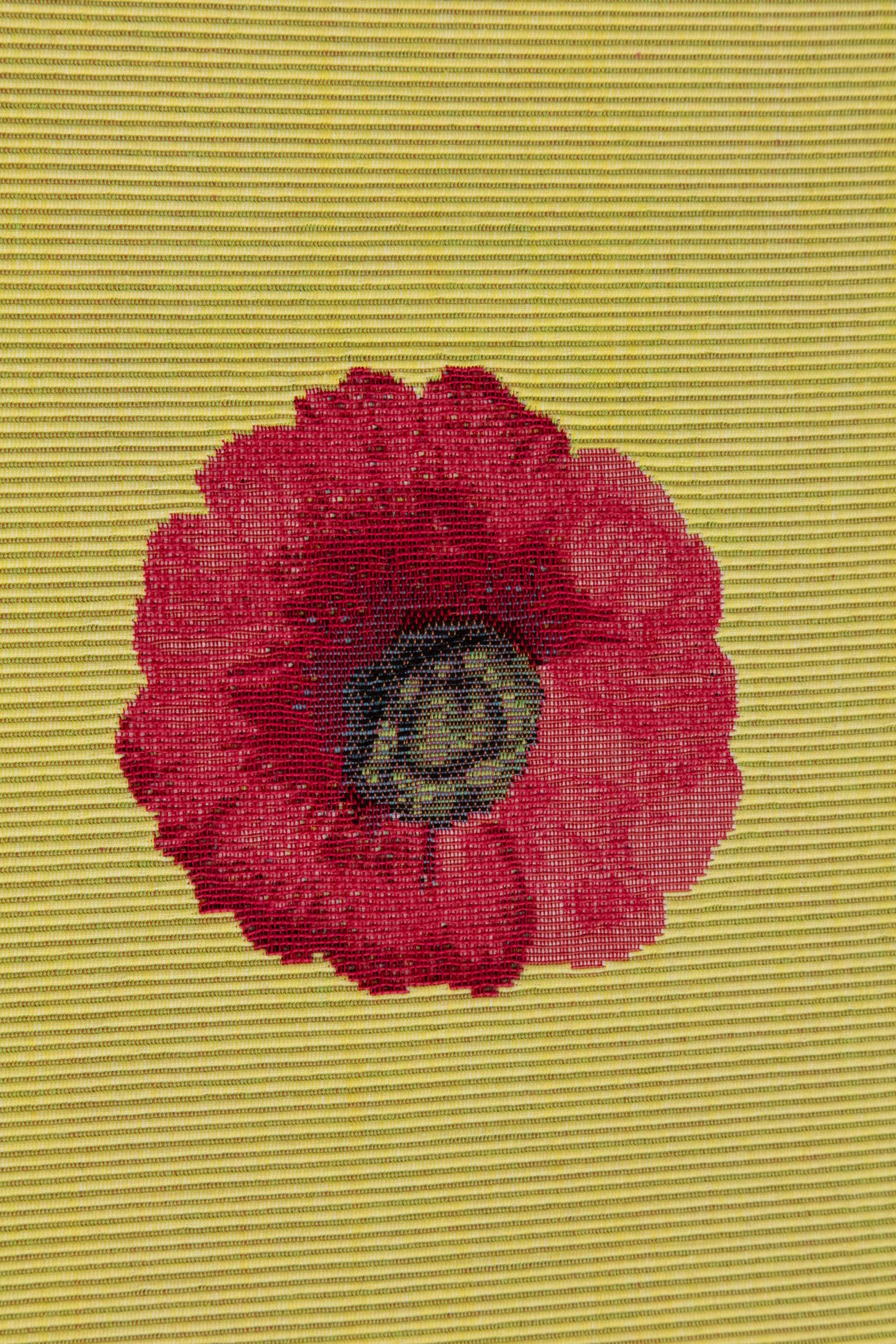 Anemones Yellow French Jacquard Woven Table Runner 71x19 Inch Floral Botanical Dining Decor
