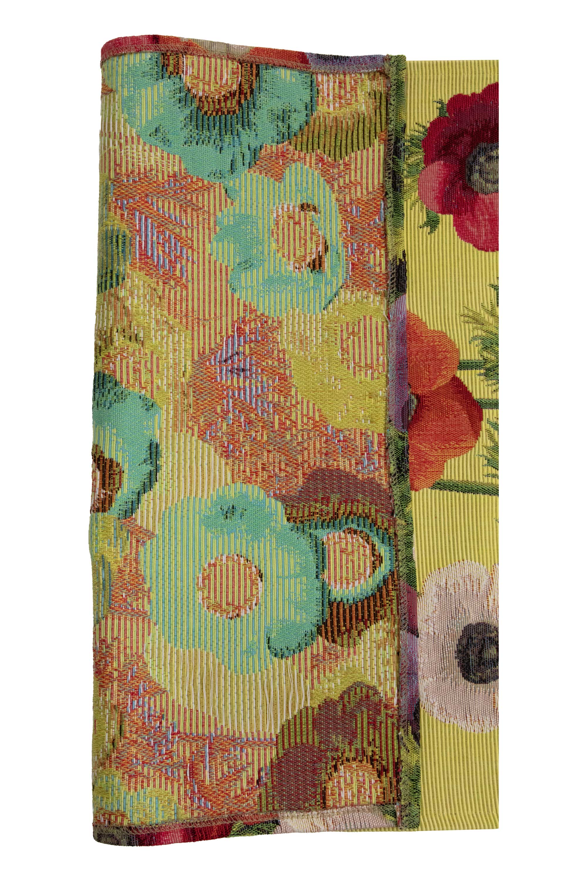 Anemones Yellow French Jacquard Woven Table Runner 71x19 Inch Floral Botanical Dining Decor