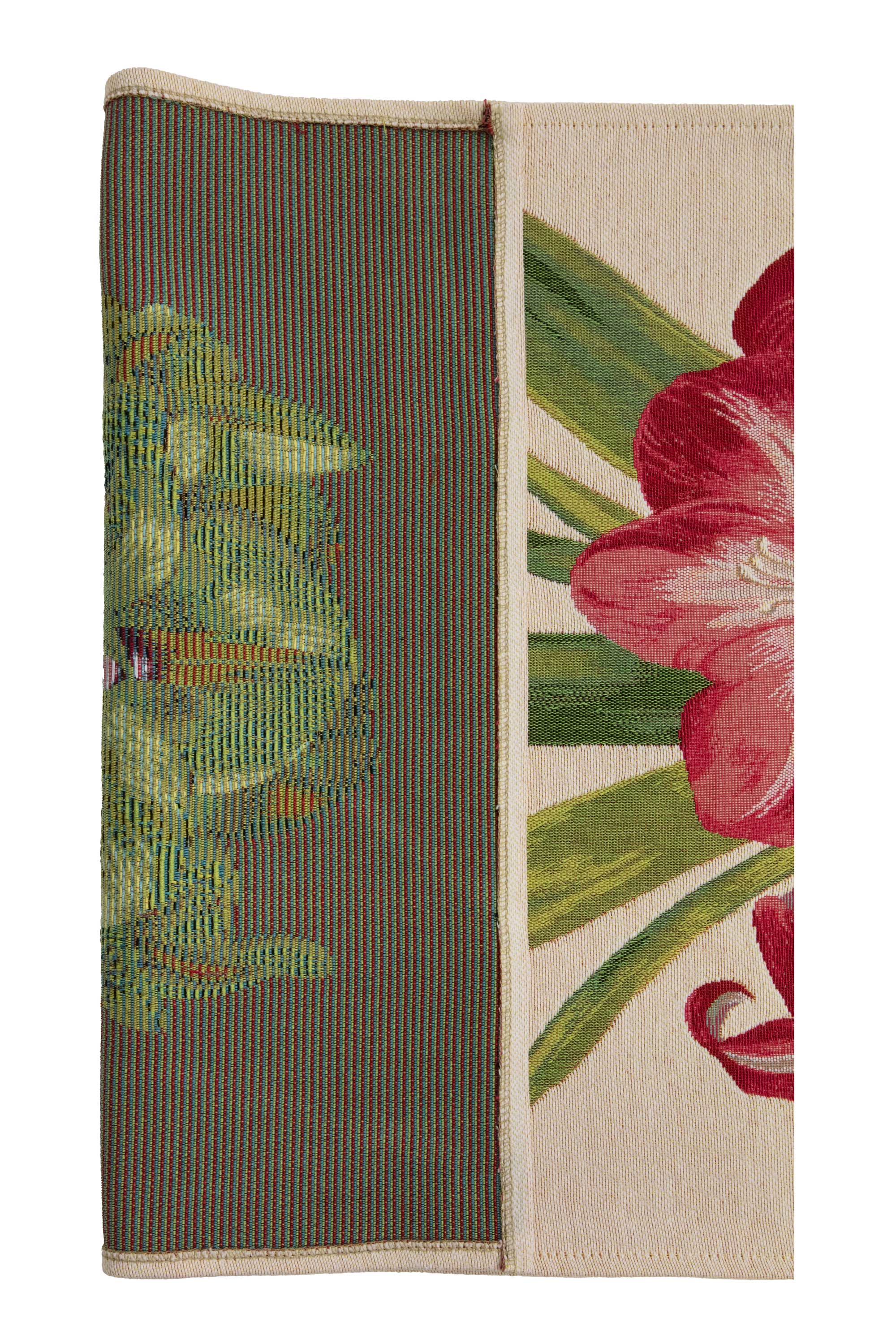 Amaryllis White French Jacquard Woven Table Runner 71x19 Inch Floral Botanical Dining Decor