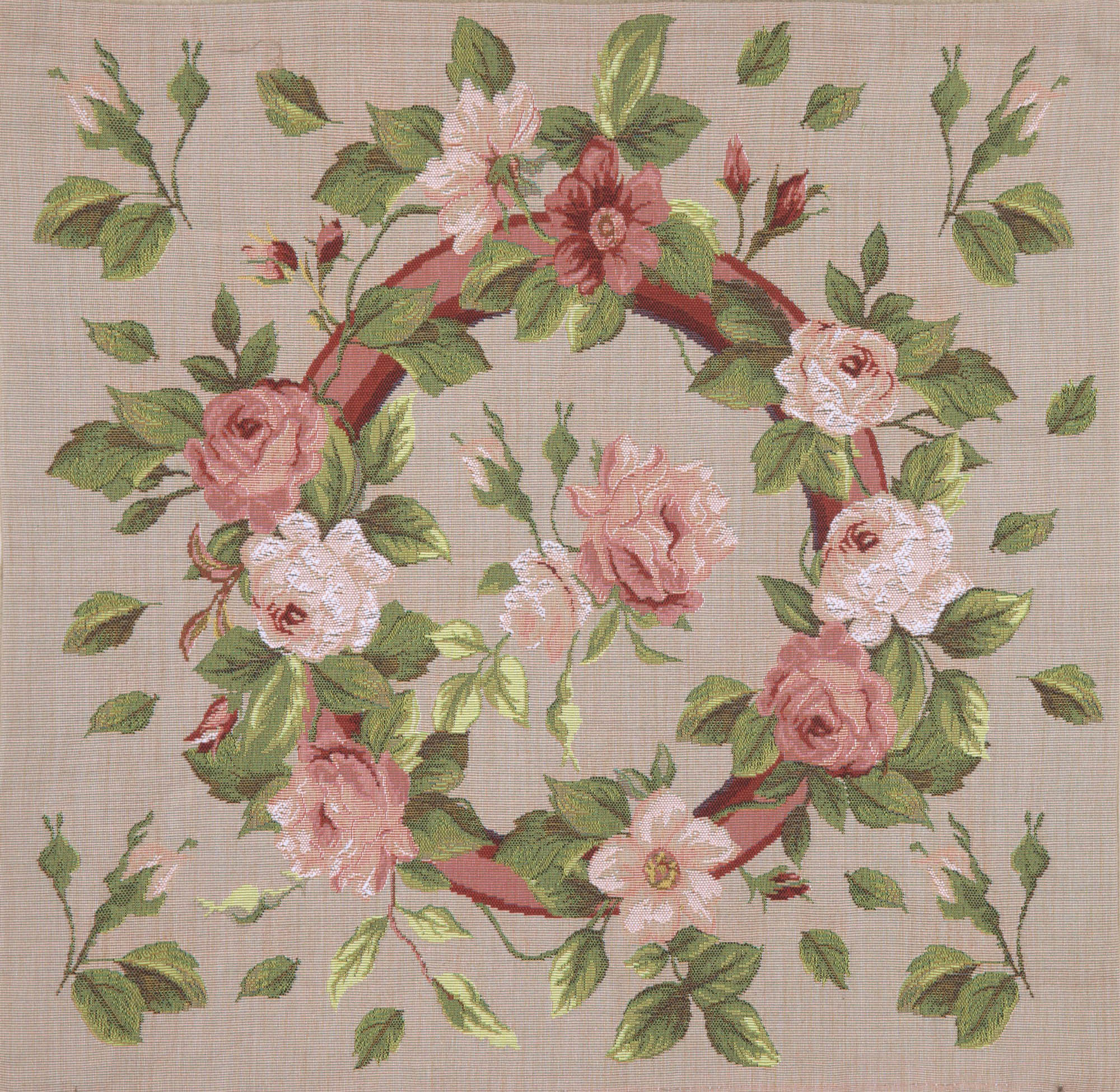 Floral Bunch of Flowers I Tapestry Pillow Cover 19x19 Inch Cotton Jacquard Woven Cushion Cover