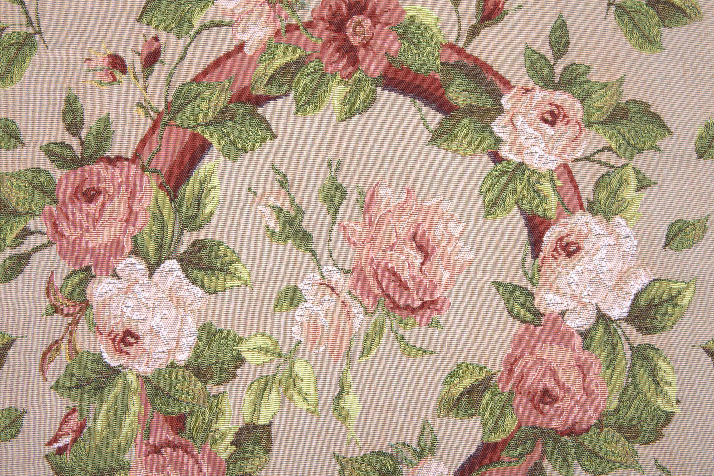 Floral Bunch of Flowers I Tapestry Pillow Cover 19x19 Inch Cotton Jacquard Woven Cushion Cover
