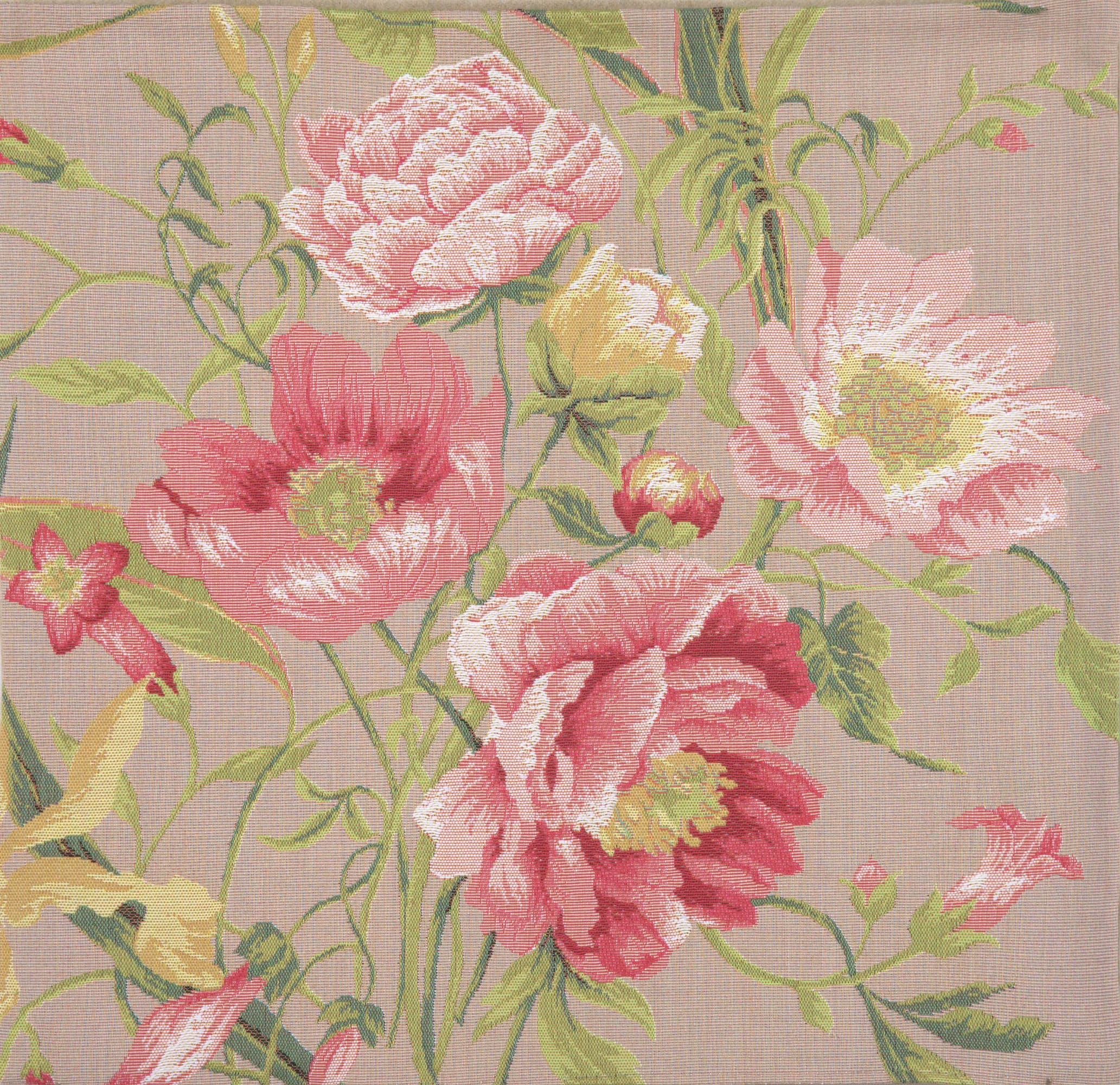 Floral Peonies II Tapestry Pillow Cover 19x19 Inch Cotton Jacquard Woven Cushion Cover