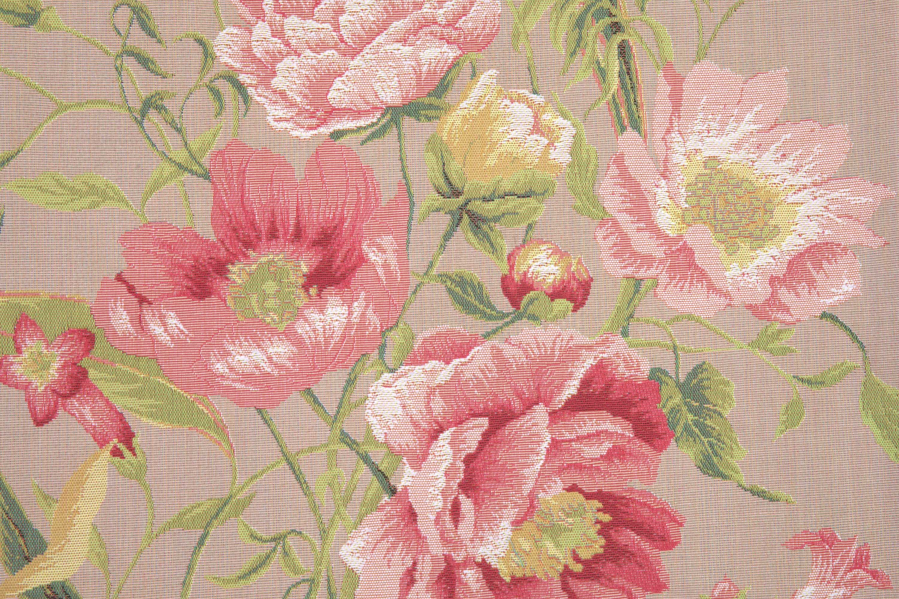 Floral Peonies II Tapestry Pillow Cover 19x19 Inch Cotton Jacquard Woven Cushion Cover