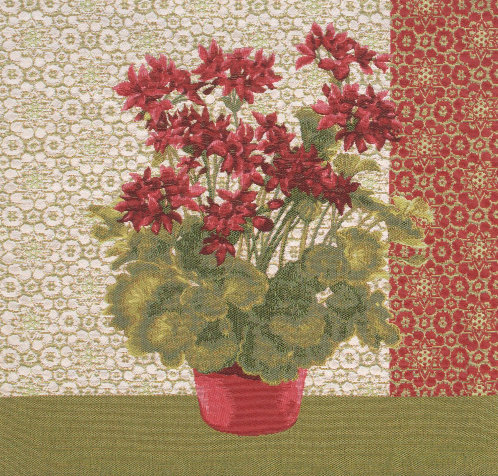Floral Geranium I Red Tapestry Pillow Cover 19x19 Inch Cotton Jacquard Woven Cushion Cover