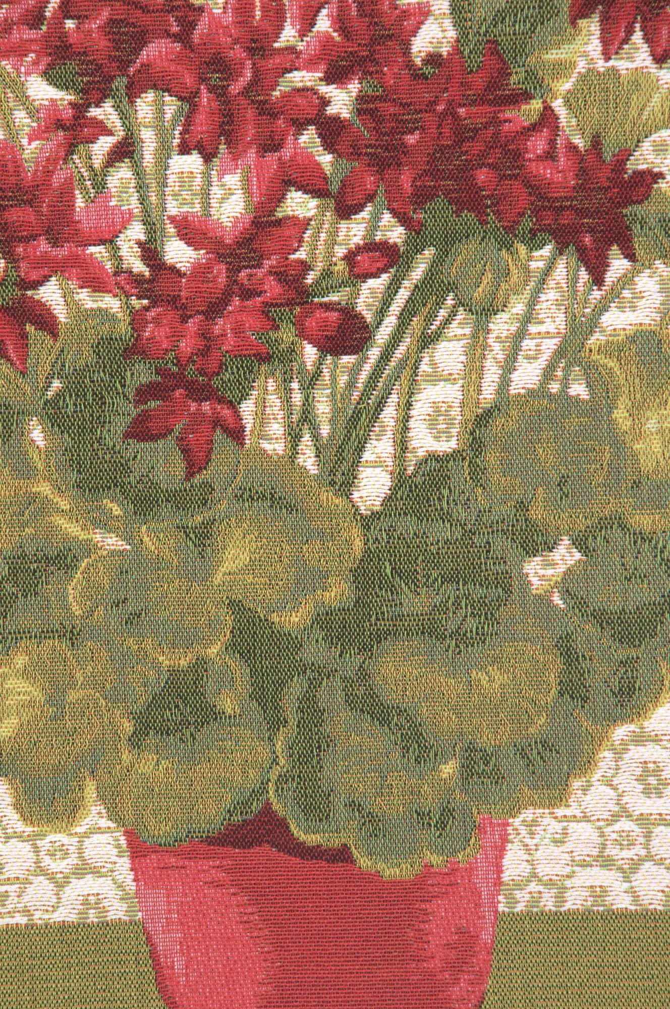 Floral Geranium I Red Tapestry Pillow Cover 19x19 Inch Cotton Jacquard Woven Cushion Cover