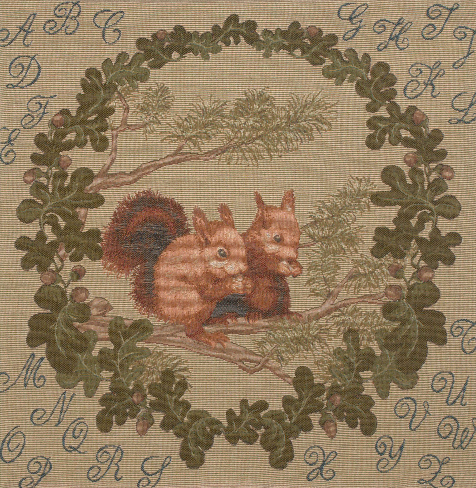 Jean Baptiste Huet Squirrels Tapestry Pillow Cover 19x19 Inch Cotton Jacquard Woven Cushion Cover
