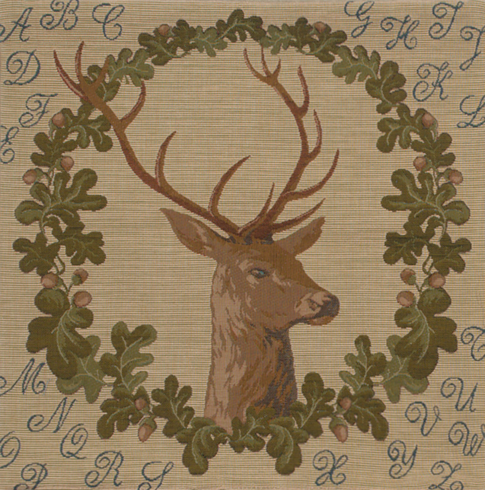 William Morris ABC Stag Tapestry Pillow Cover 19x19 Inch Cotton Jacquard Woven Cushion Cover