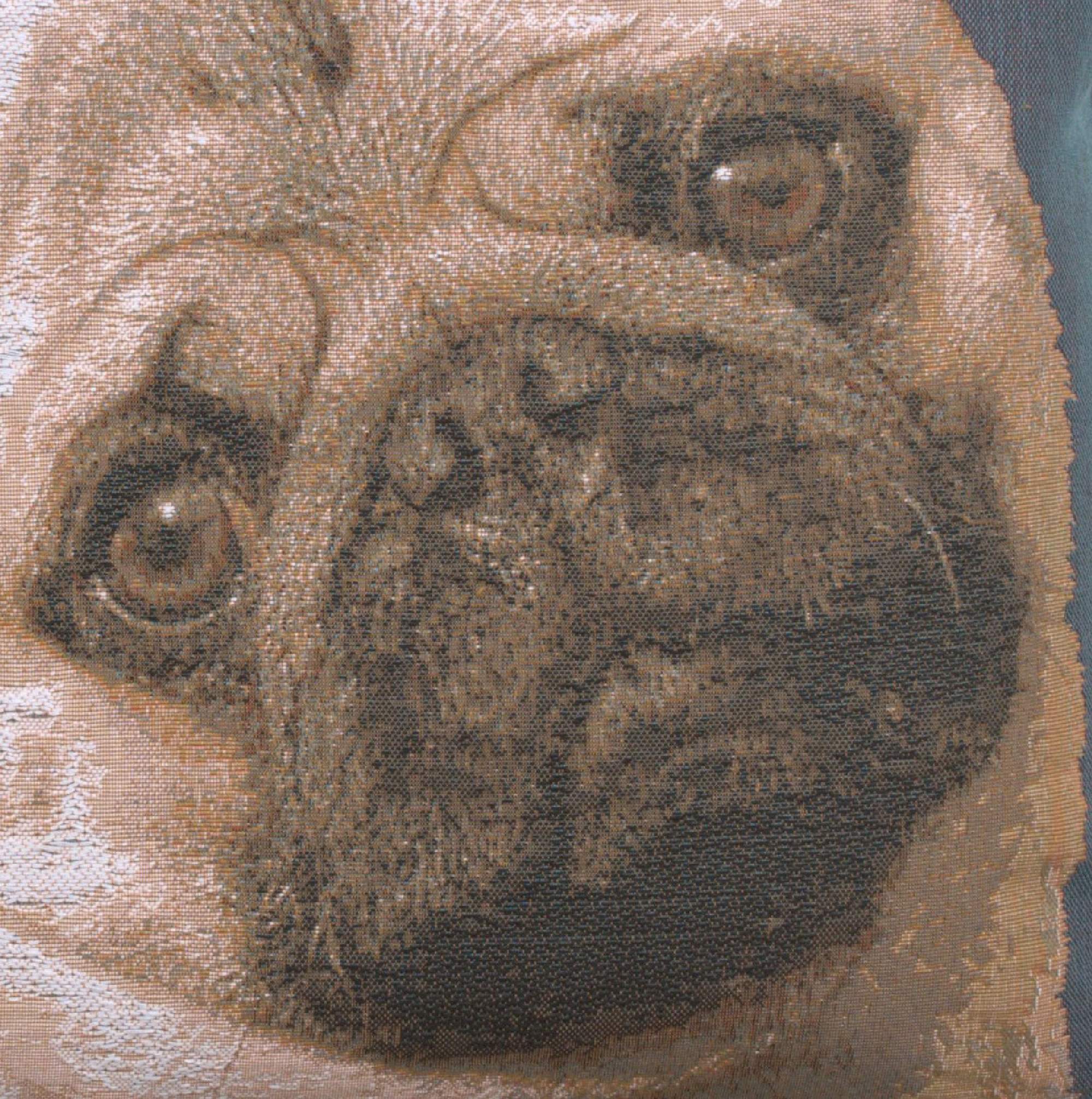 Thomas Theodor Heine Pugs Face Blue Tapestry Pillow Cover 18x18 Inch Cotton Jacquard Woven Cushion Cover
