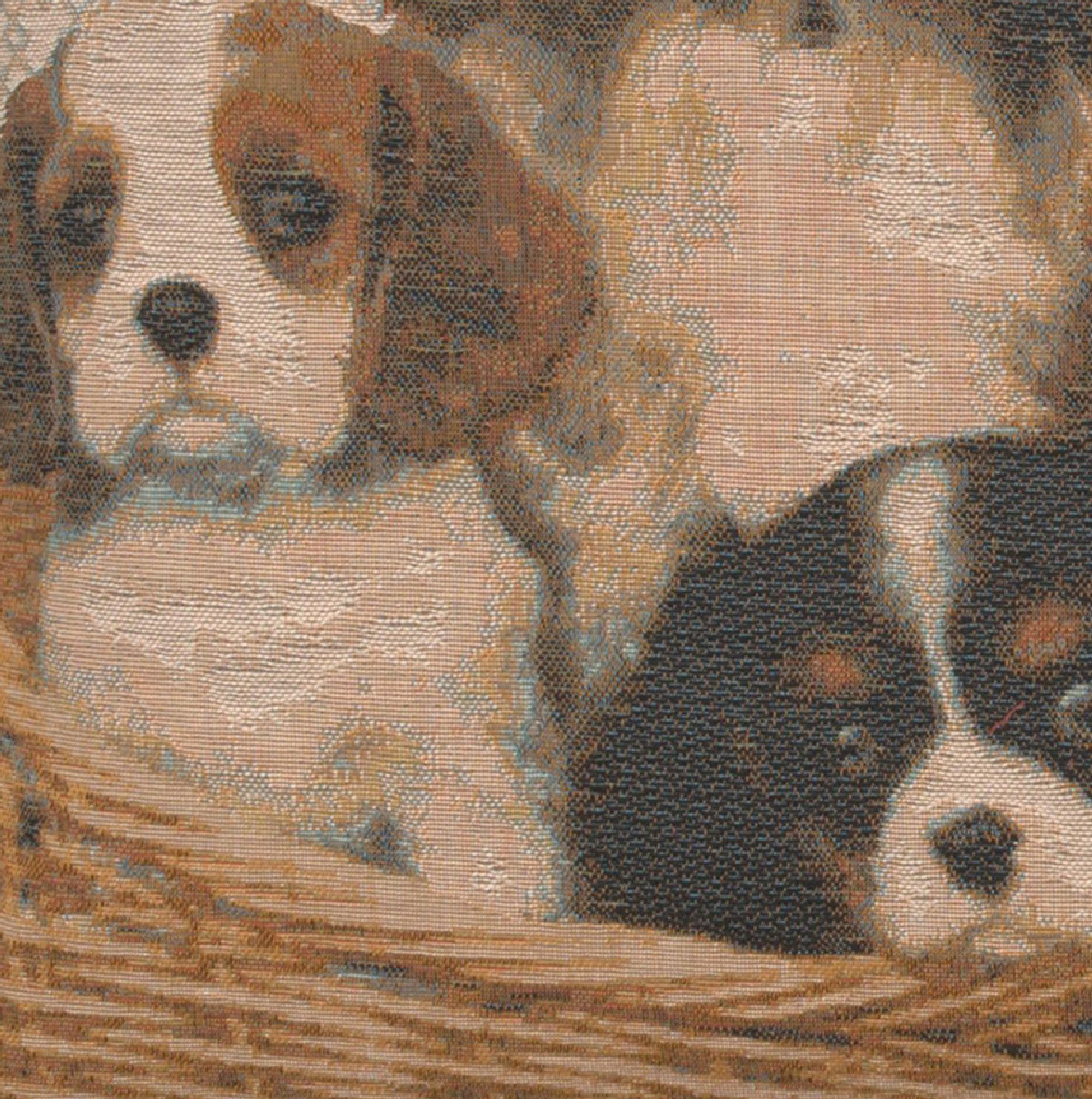 Alexandre Cavalier King Charles Family Tapestry Pillow Cover 19x19 Inch Cotton Jacquard Woven Cushion Cover