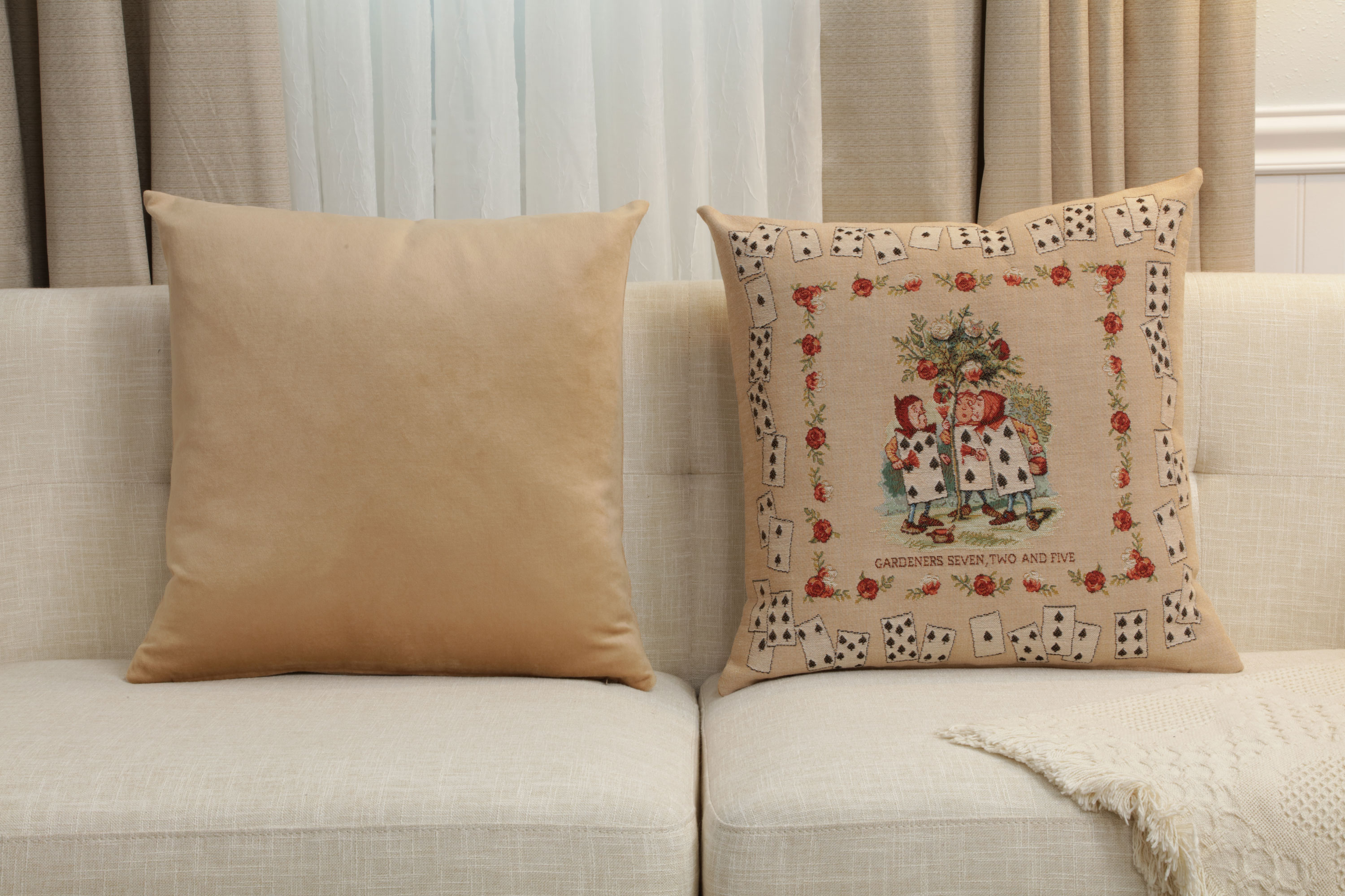John Tenniel The Gardeners Tapestry Pillow Cover 19x19 Inch Cotton Jacquard Woven Cushion Cover