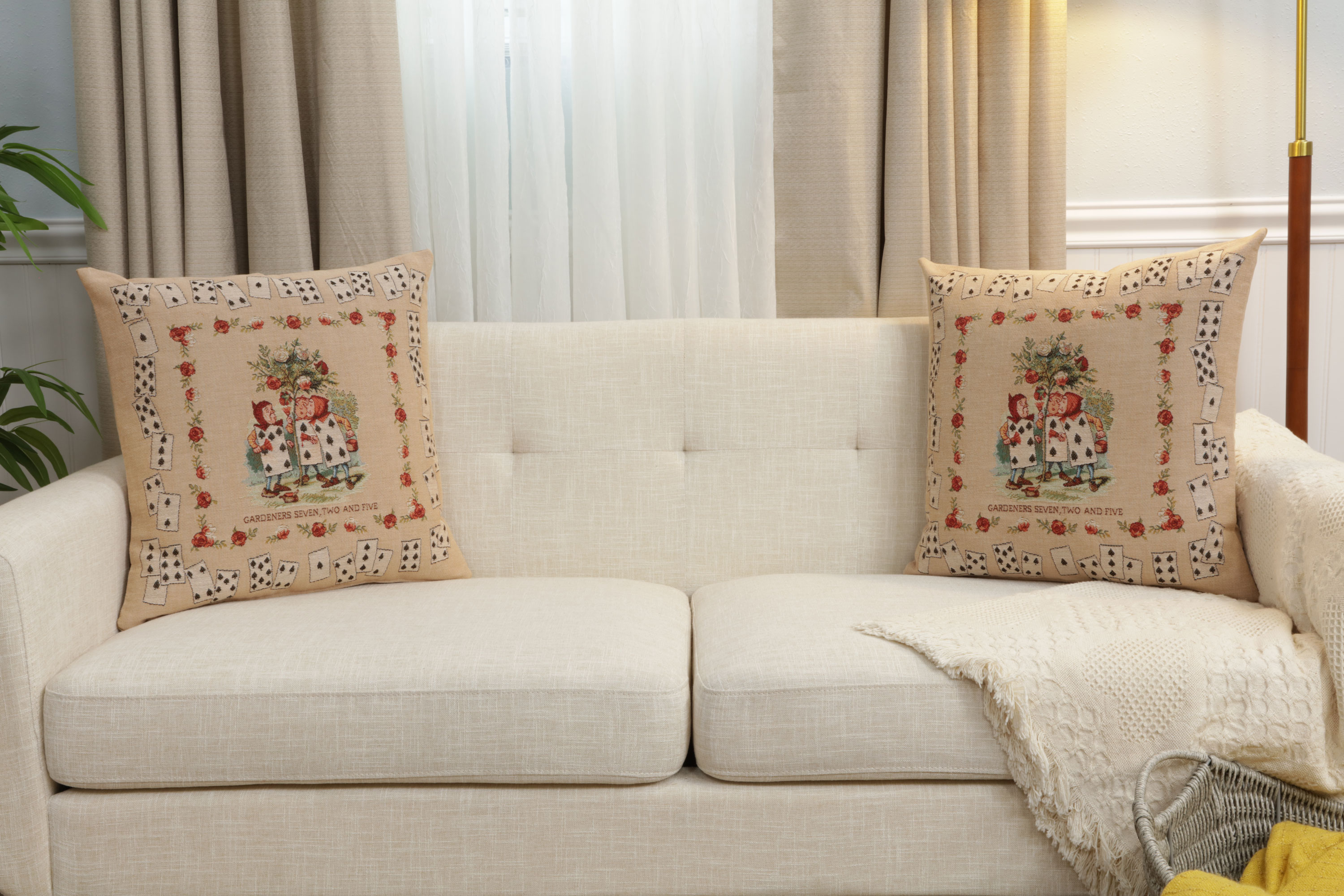 John Tenniel The Gardeners Tapestry Pillow Cover 19x19 Inch Cotton Jacquard Woven Cushion Cover